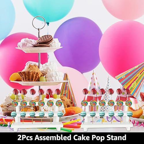 Miniatura 4 de CertBuy 2 soportes de madera para tartas de 3 niveles y 17 agujeros, soporte de exhibición para tartas de 0.16 pulgadas, soporte de exhibición de