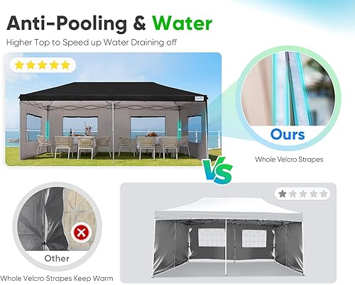 Miniatura 3 de Quictent Tienda de campaña plegable instantánea EZ de 10 x 20 pies con paredes laterales y bolsa enrollable, 100% impermeable, 6 colores (negro