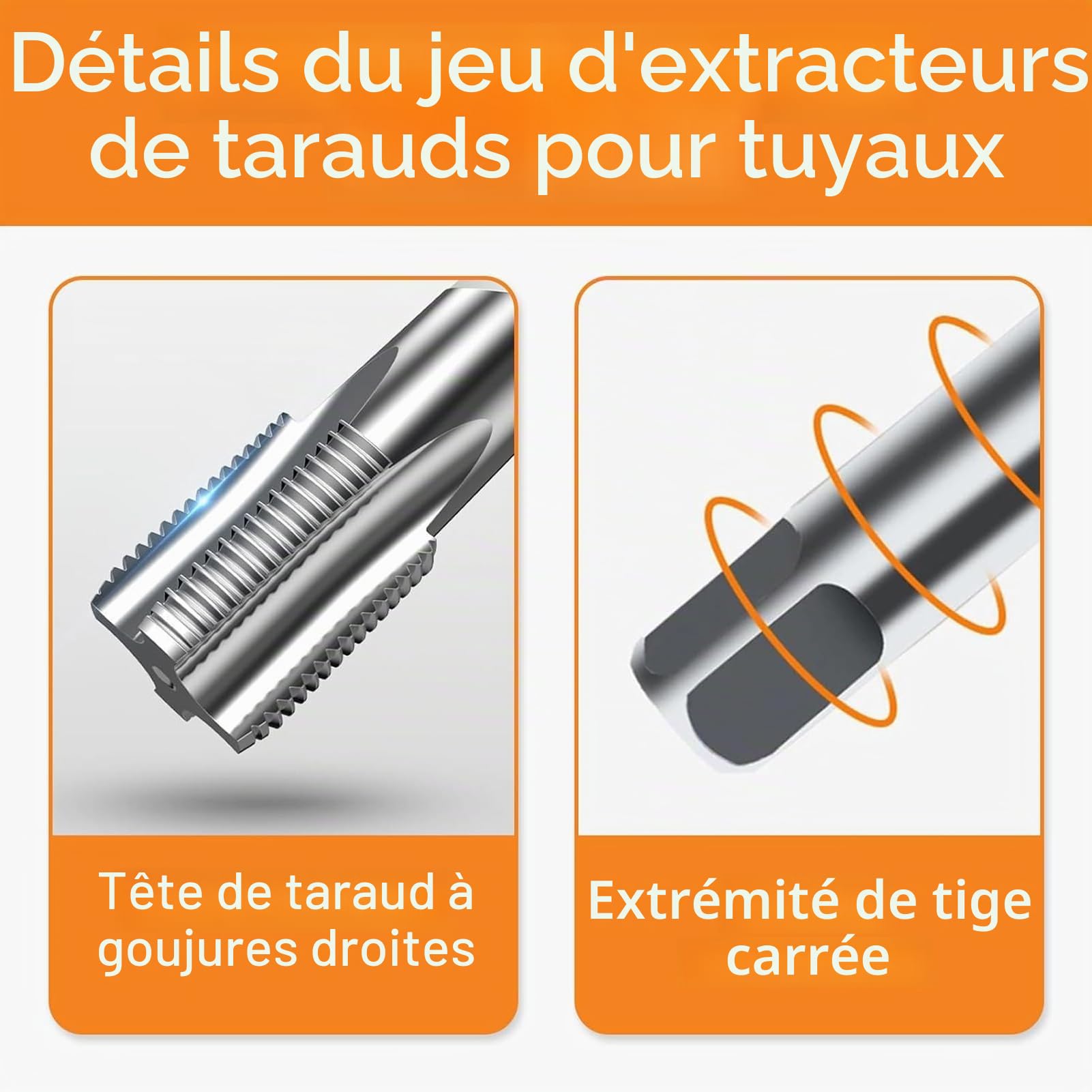 Ensemble de Tarauds de Tuyau NPT, 6 Pi¨¨ces, Boulon de Taraudage de Tuyau Conique ¨¤ la Main, Ensemble de Taraudage Facile, Robinet de Tuyau NPT 1 Po 3/4 Po 1/2 Po 3/8 Po 1/4 Po