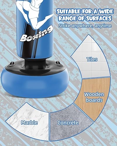 Miniatura 7 de Saco de boxeo inflable para niños de 66 pulgadas con guantes de boxeo, bolsa de boxeo independiente, bolsa de boxeo para niños, juguete de saco de