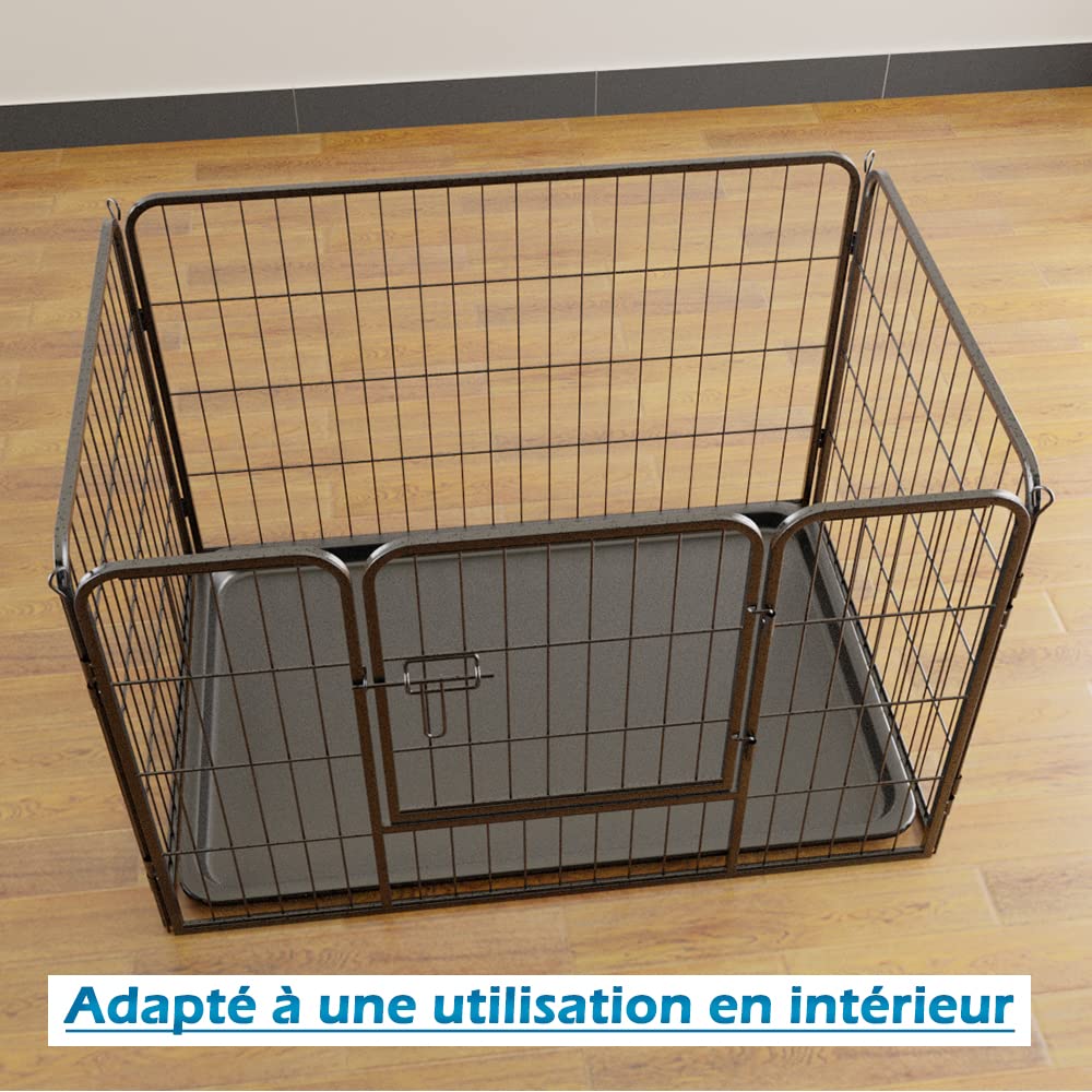 QRDA Vallas de Juegos para Perros con Puertas Plegables - Metálicas, Corren Libremente, Cuadrículas, 4 Juegos - para Animales