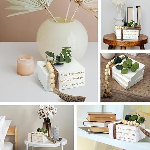 Miniatura 6 de Juego de 3 libros blancos apilados para decoración de granja, decoración para el hogar, oficina, mini libros falsos para decoración, adornos de fe