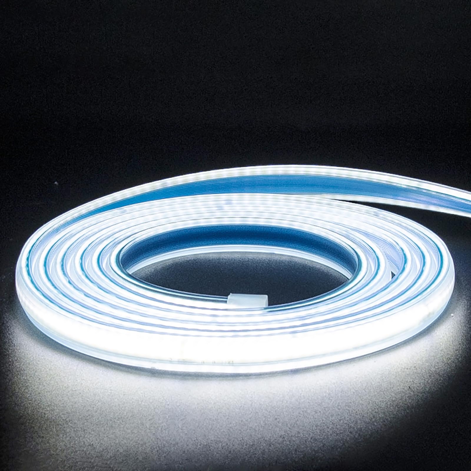 pcningled Outdoor LED Strip Lights Waterproof 1M (3.28ft) 296leds 10CM Cuttable 1 Meter 220V 230V Bright Strips Cold White 6000K with Plug and ON Off Switch (Cold White, 1m) — image 1