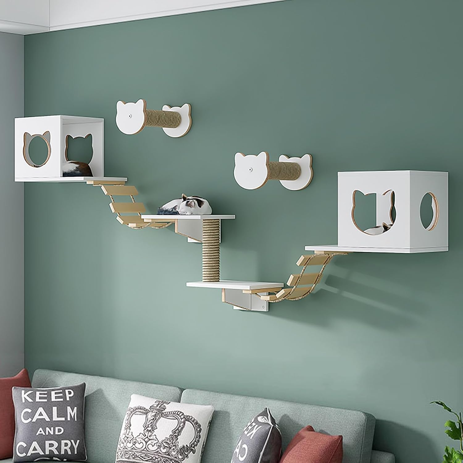 Wall Hanging Cat Wall Furniture, Solid Wood Cat Wall Steps