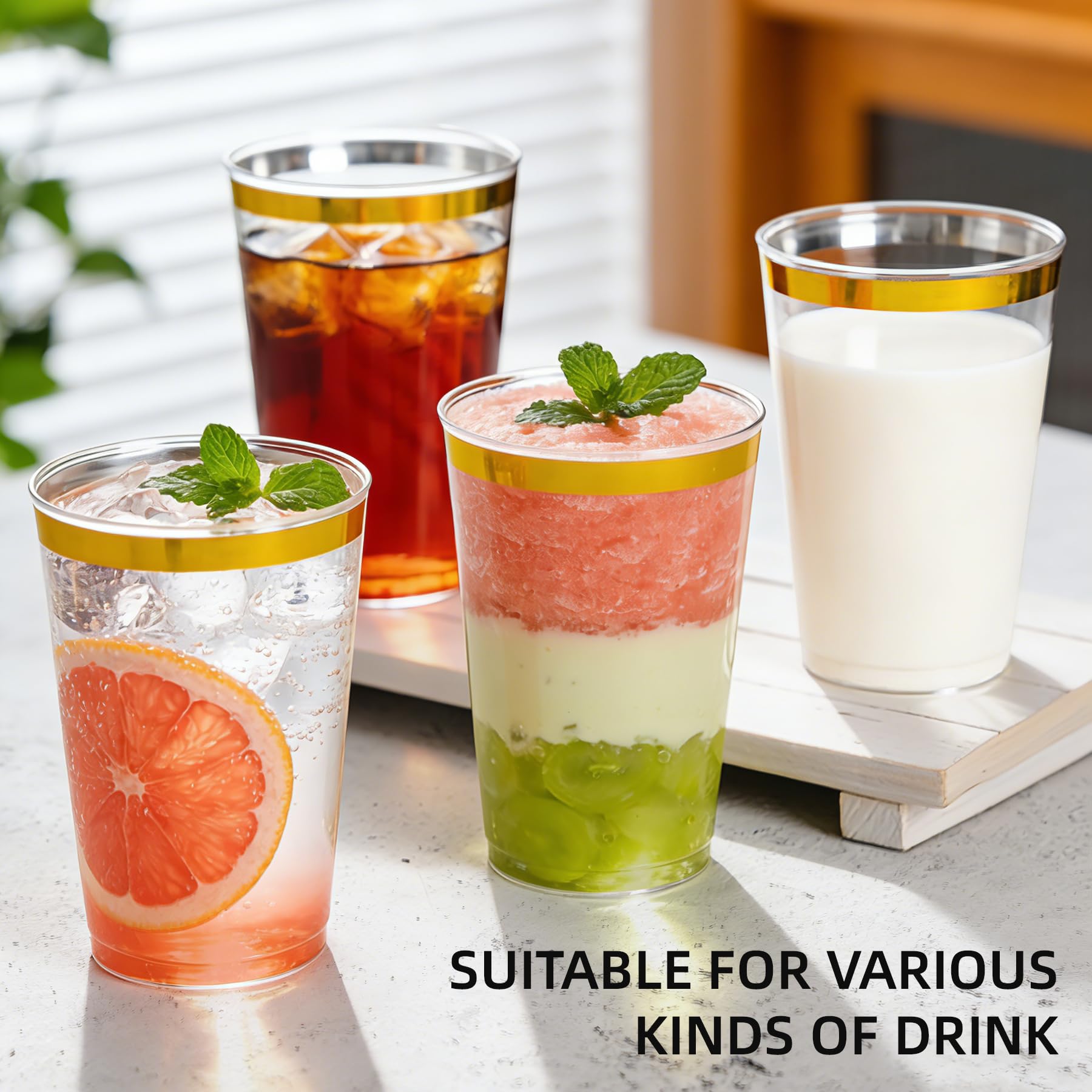 200 Pack 12 oz Gold Rimmed Disposable Plastic Cups for Party — Amazon image 4