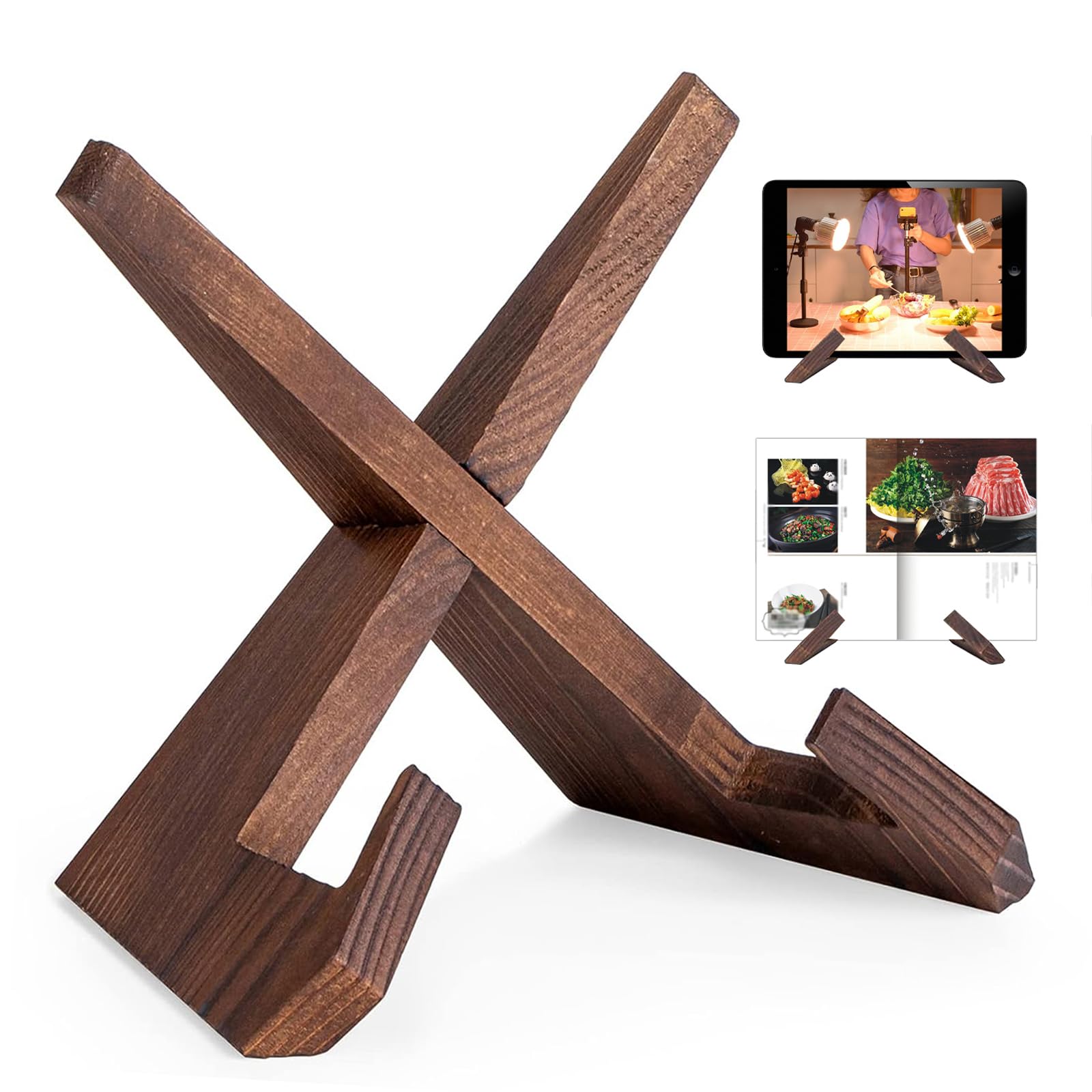 Leggio In Legno 6.5 Pollici Per Libri Di Cucina E Tablet: Supporto Regolabile E Facile Da Montare