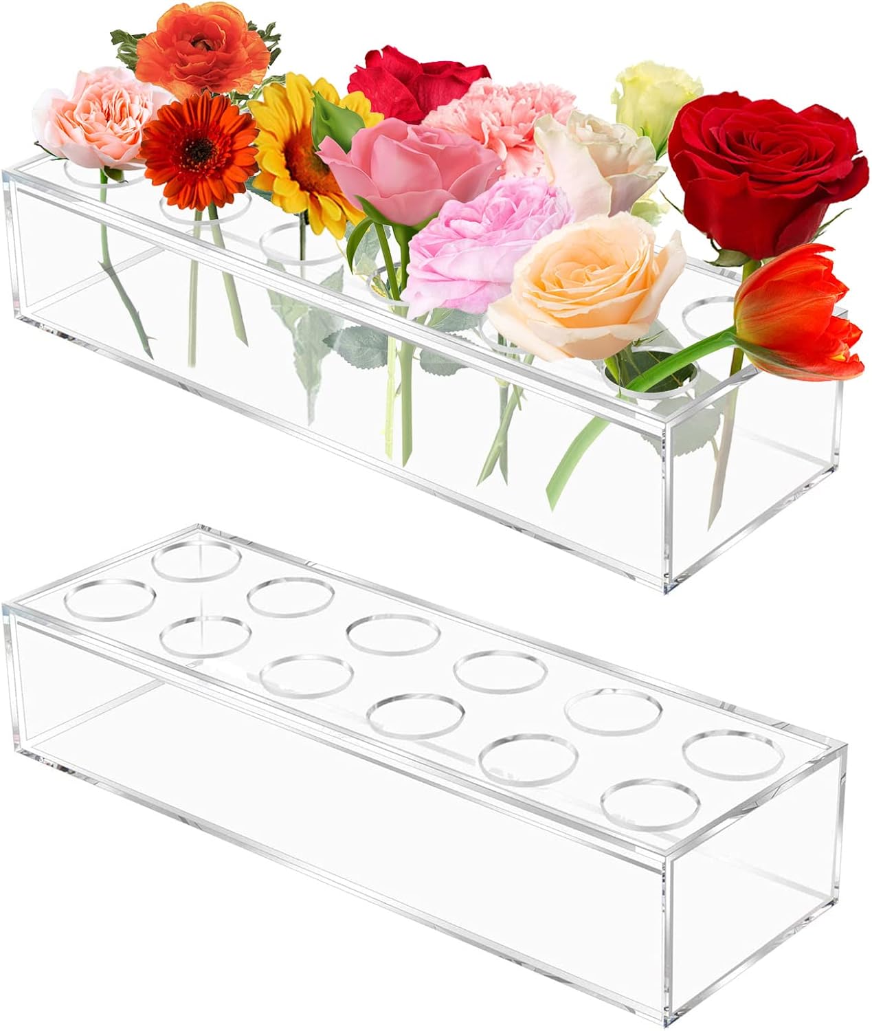 Clear Acrylic Flower Vases Rectangular Floral Centerpiece