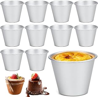 10 Pieces Pudding Moulds for Baking, Mini Aluminum Dariole Moulds for DIY Cooking Pudding Cups Egg Tart Mold Muffin Cupcake