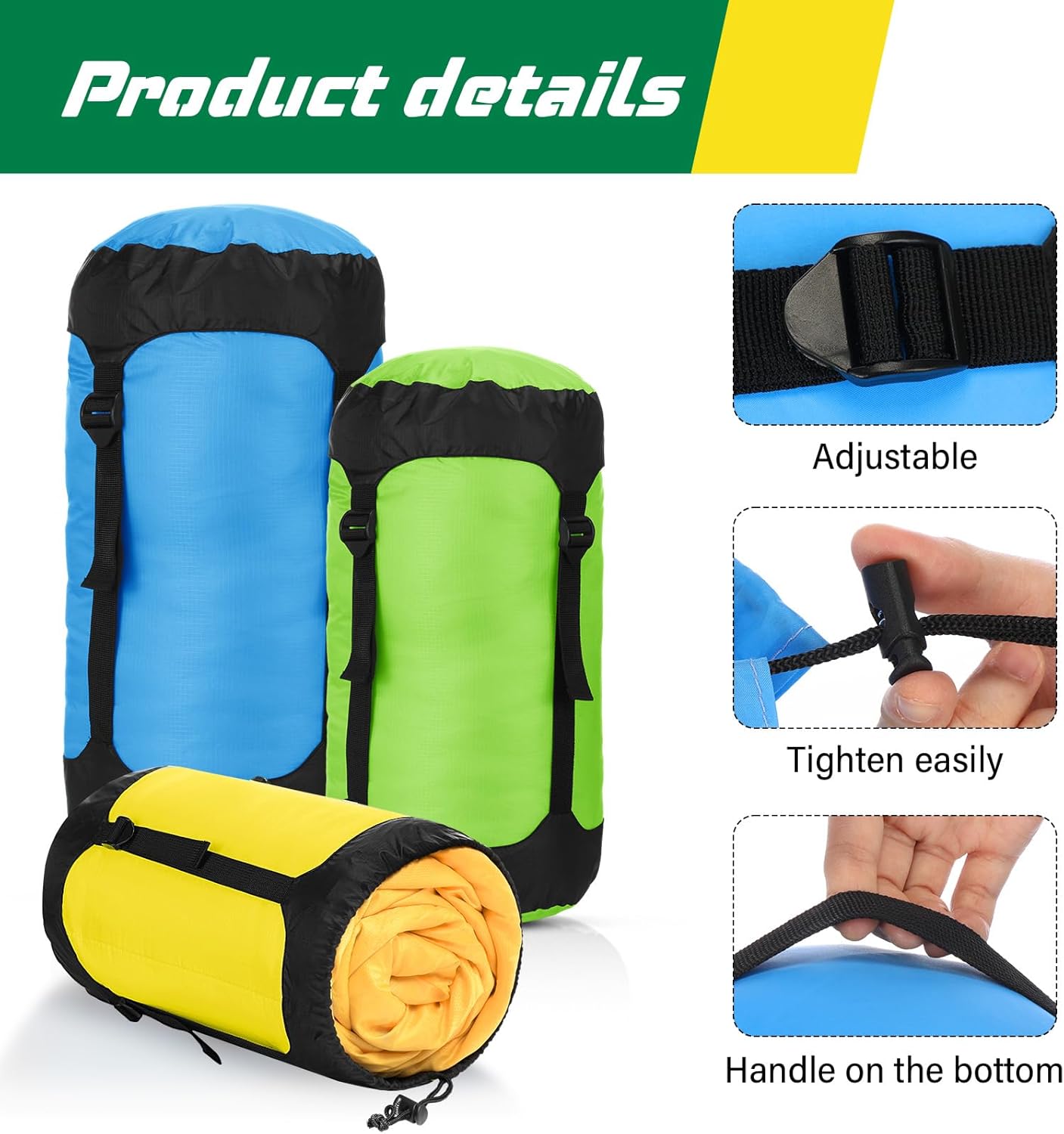 5 Pcs Compression Sacks for Backpacking 5L/10L/15L/20L/35L Camping Sleeping Bag Stuff Sack Water Resistant Sleeping Bag Storage Sack for Space Saving Hiking Gear - Image 5