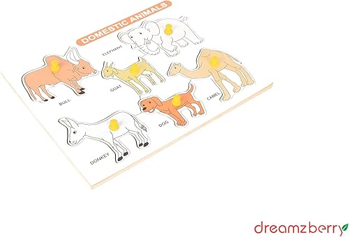 Miniatura 2 de Rompecabezas de madera para niños, colorido rompecabezas de animales domésticos con perilla de madera, aprendizaje educativo en el hogar,