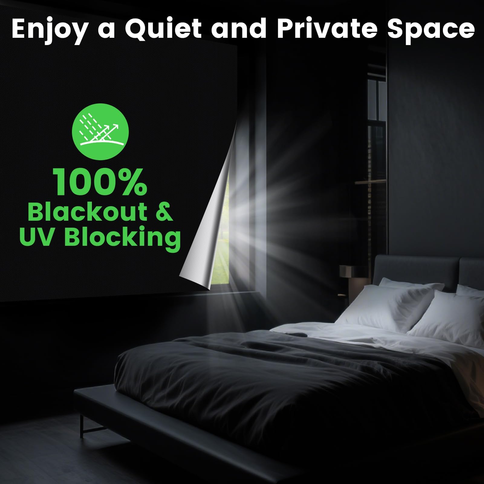 Inwee Blackout Blind Stick On, 300x145cm No Drilling Blackout Curtain for Window Fits Any Size Shape Window - Image 4