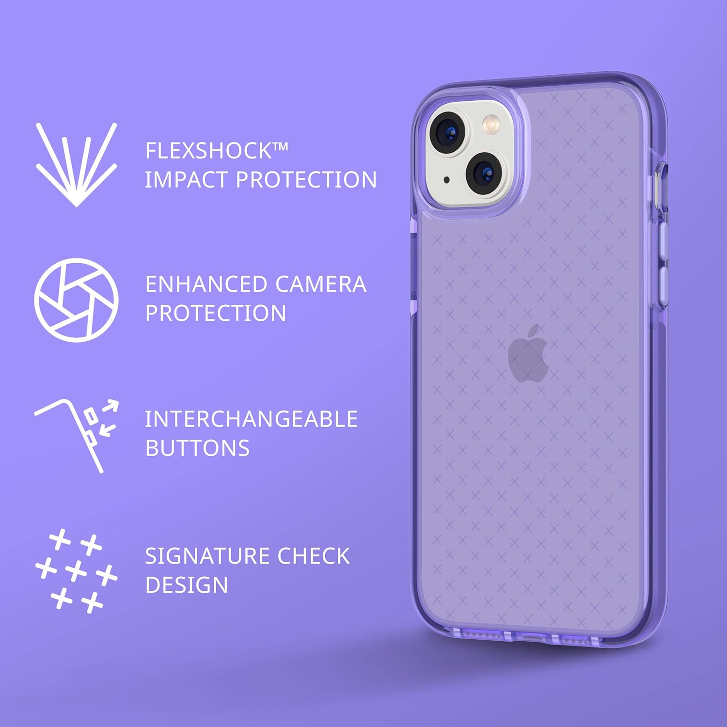 Tech21 iPhone 14 Plus Evo Check – Shock-Absorbing & Slim Protective Phone Case with 16ft FlexShock Multi-Drop Protection & Extra Buttons