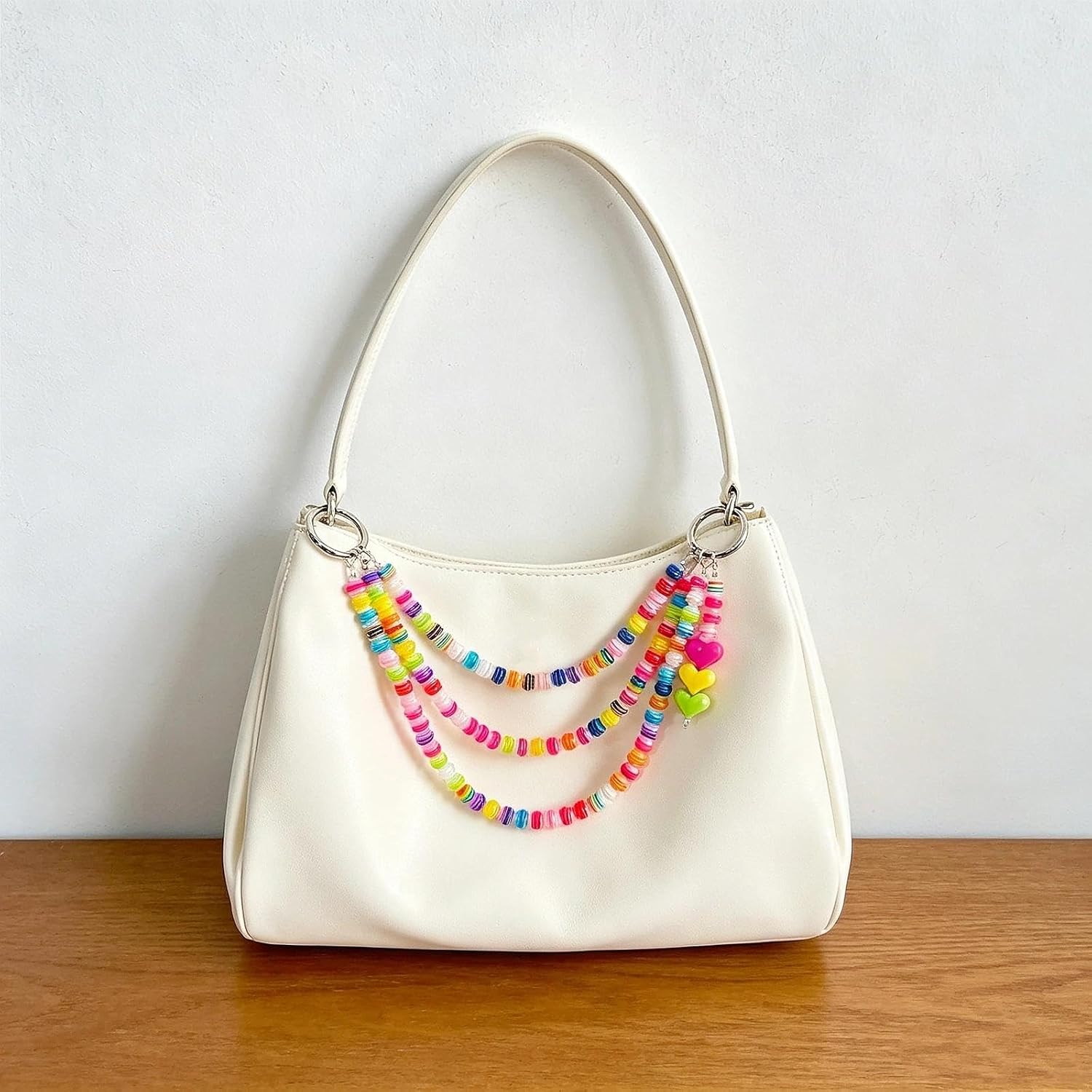 Cute Colorful Beaded Chain Keychain for Women,Bag Charms for Tote Bag, Accessory Purse Charms for Handbag image 5