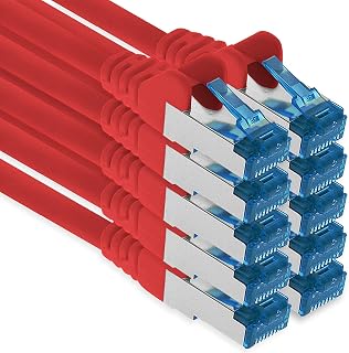 1aTTack.de 10x 1,5m CAT6 Ethernet Kabel sieciowy LAN RJ45 – czerwony | 1m 2m 3m 5m 10m, szybki RJ45, ekranowany kabel Et