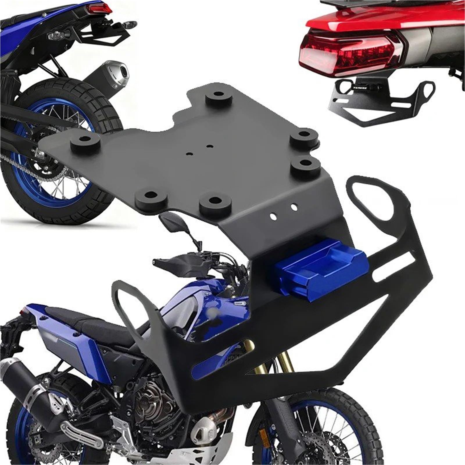 Per Tenere 700 XT700Z 2019-2025 Portatarga Posteriore Per Moto Con Luce Di Coda Tidy Fender Eliminator Moto Supporto Targa(Black)