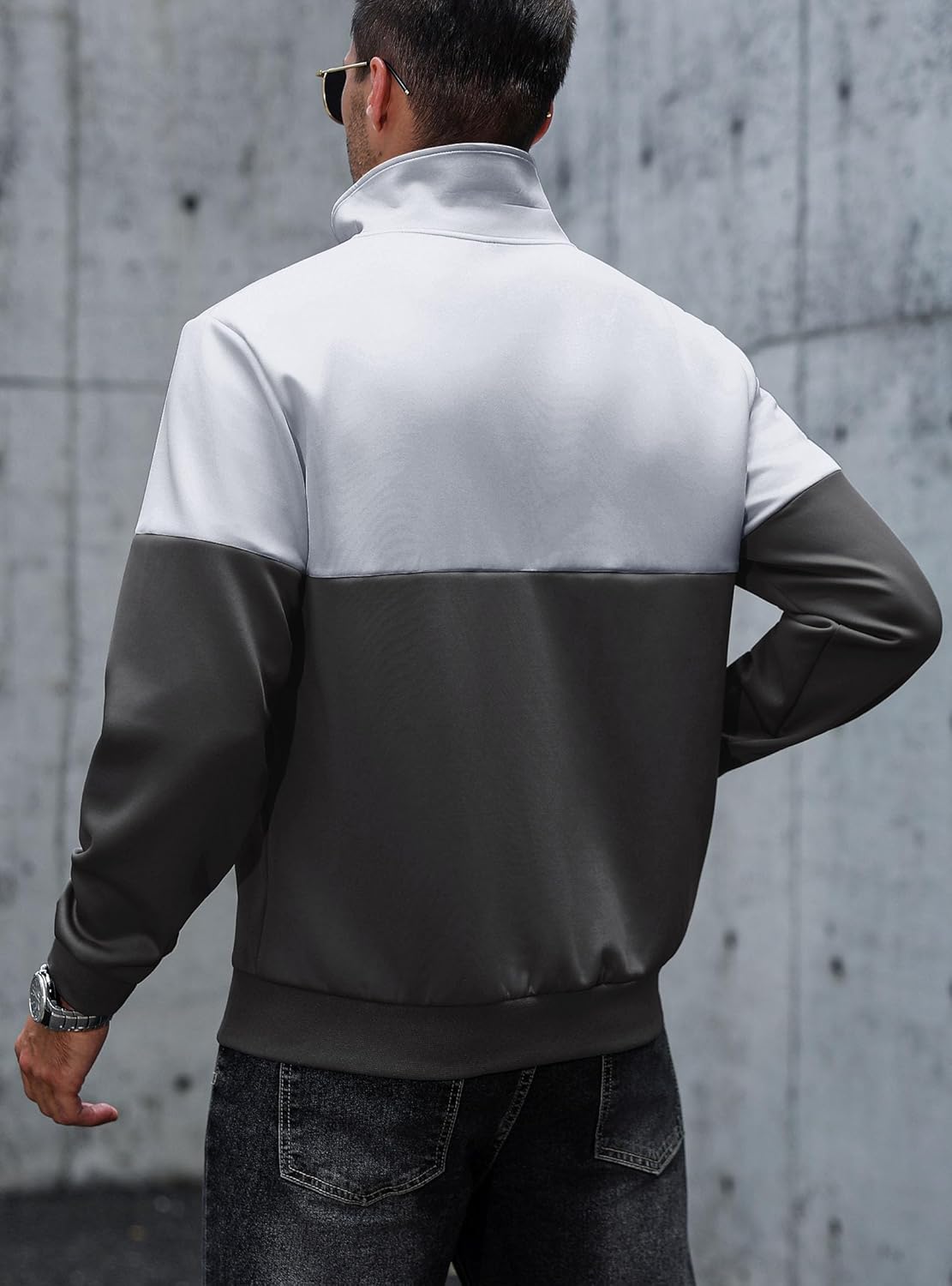 HYPESTFIT Men’s Lightweight Casual Bomber Jacket Track Running Athletic Varsity Coat - Image 2