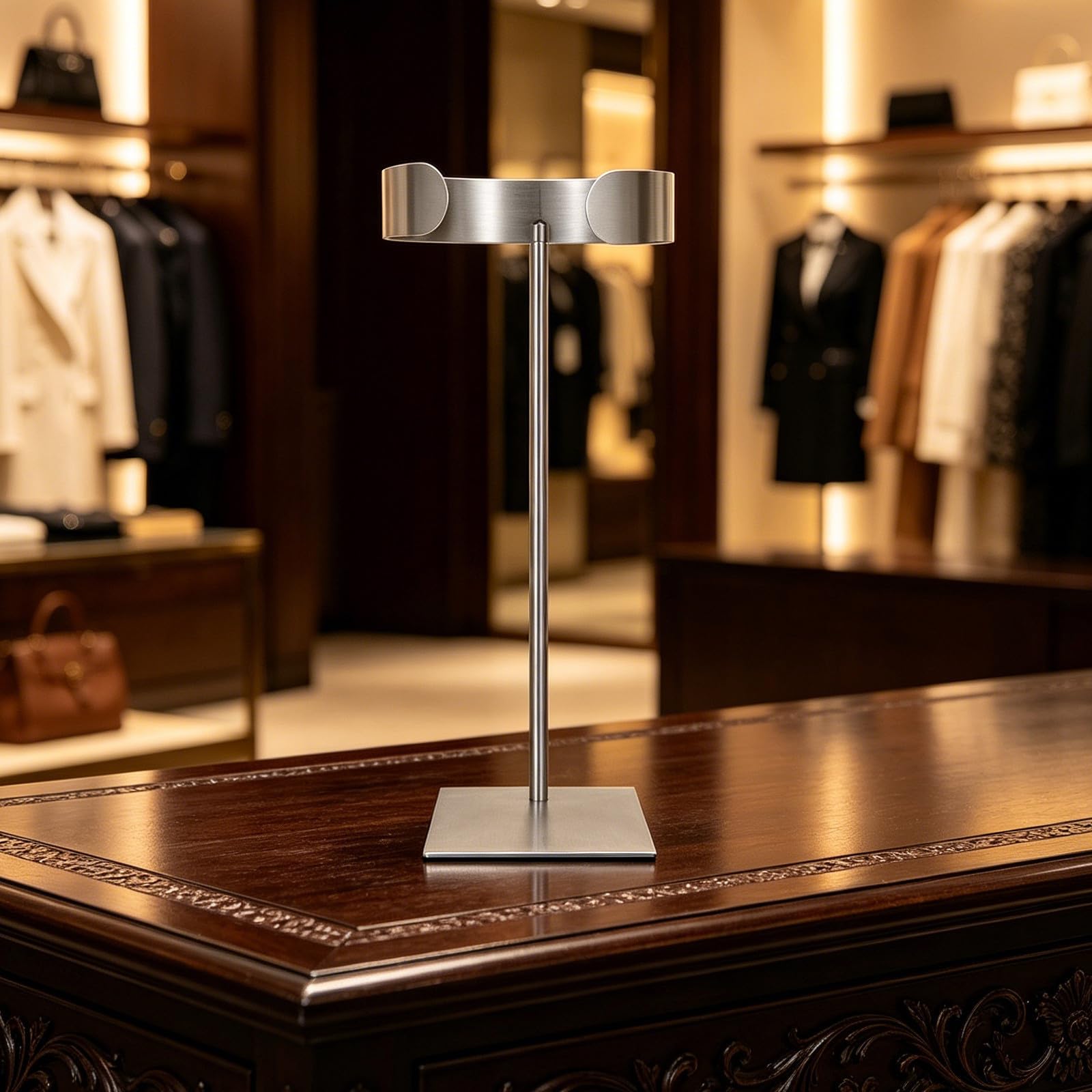 Porta Cravatte da Esposizione Regolabile in Acciaio Inox Argento | Cravatte e Cinture, Supporto Verticale Stabile, Design Retrò 2026, Uso in Boutique e Spazi Armadio
