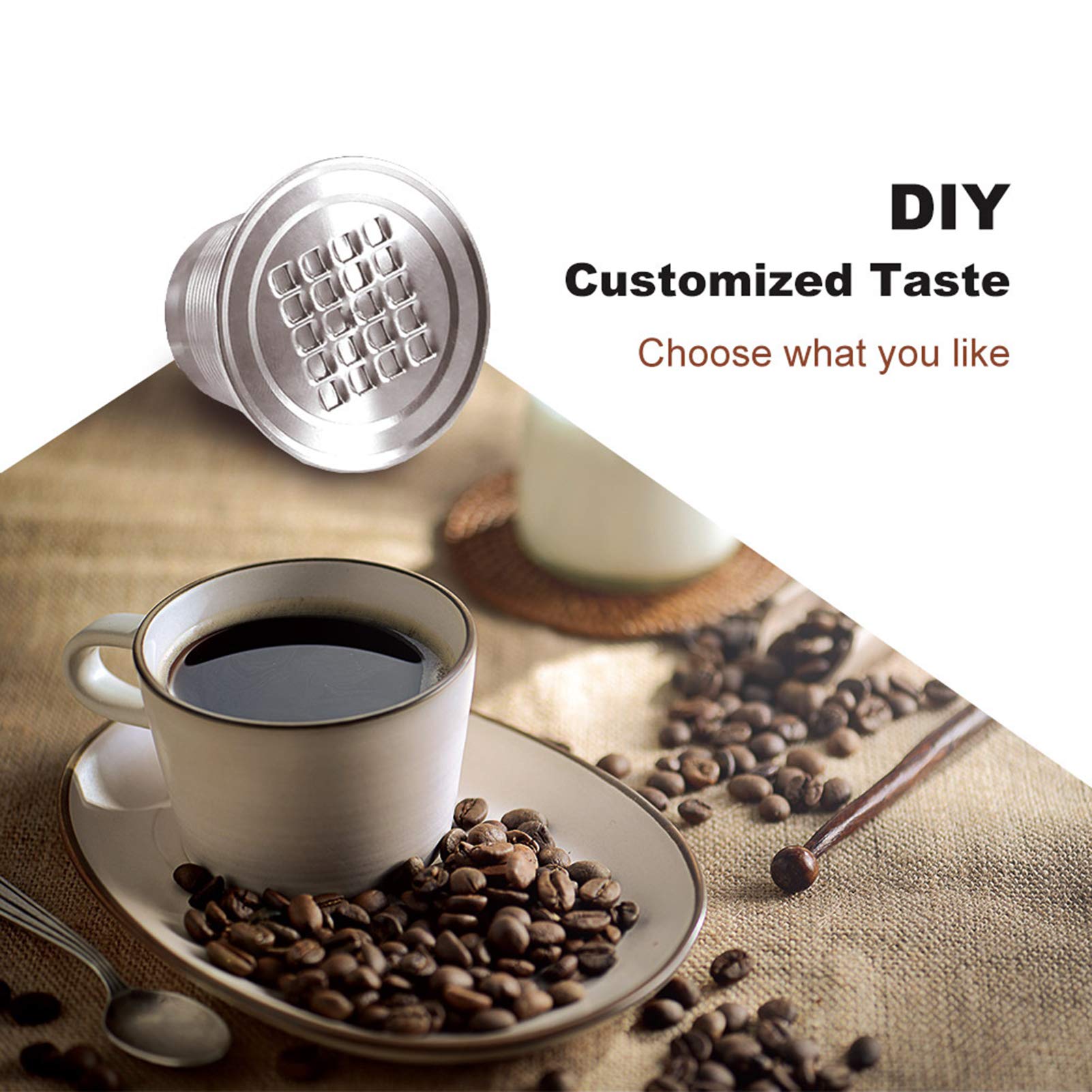 Cápsulas de café reutilizables de acero inoxidable 304 de repuesto para máquinas de espresso con cepillo y cuchara accesorios