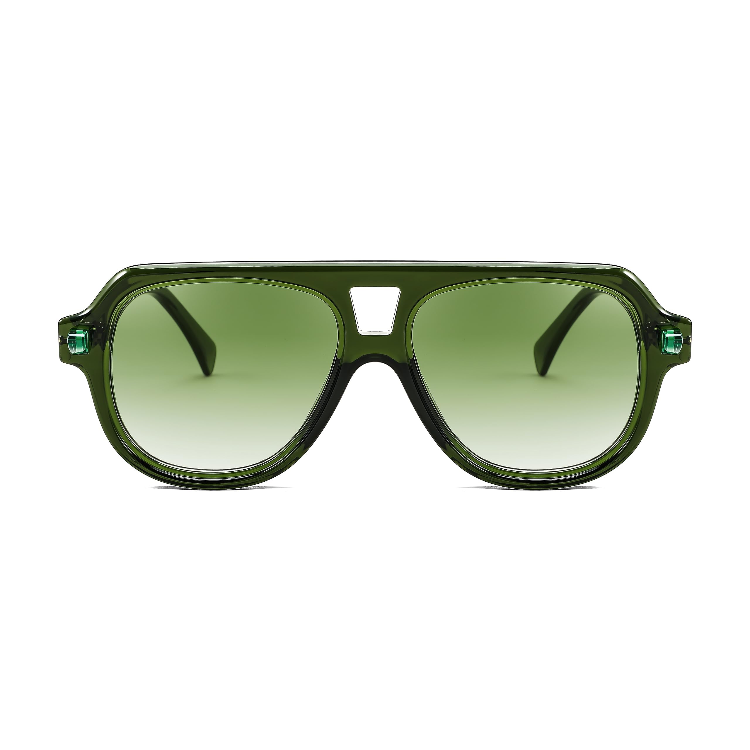 Vintage Sunglasses for Men Women, 70s Aviator Sunglasses, Classic Retro Trendy Large Frame UV400 Sun Glasses, Vintage Frame - Green