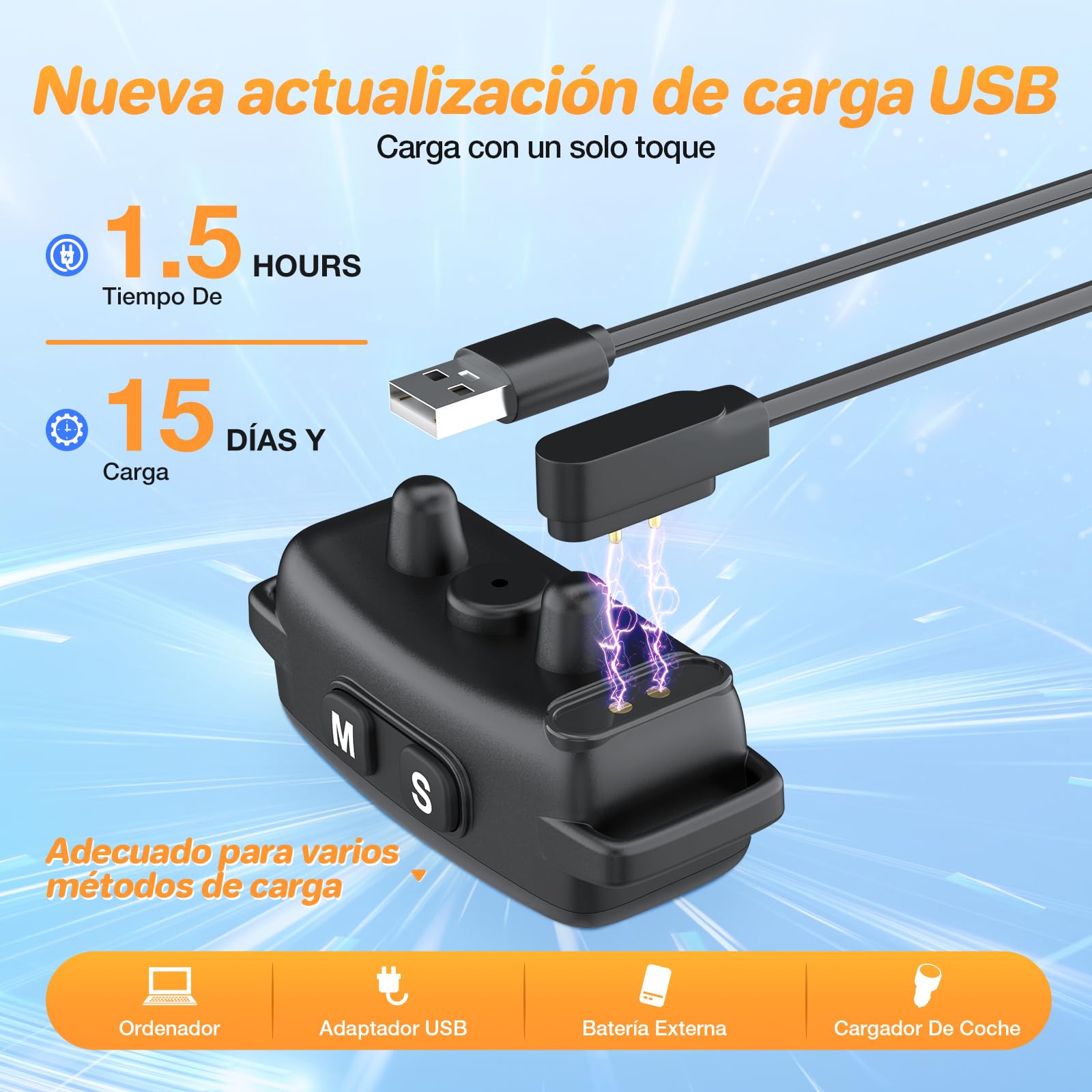 Collar Antiladridos para Perros - Collar Adiestramiento con 7 Niveles de Sensibilidad Ajustables, Recargable 3 Modos de Eficiente, Impermeable IP67 Cuello Perros Pequeños y Grandes (Negro)