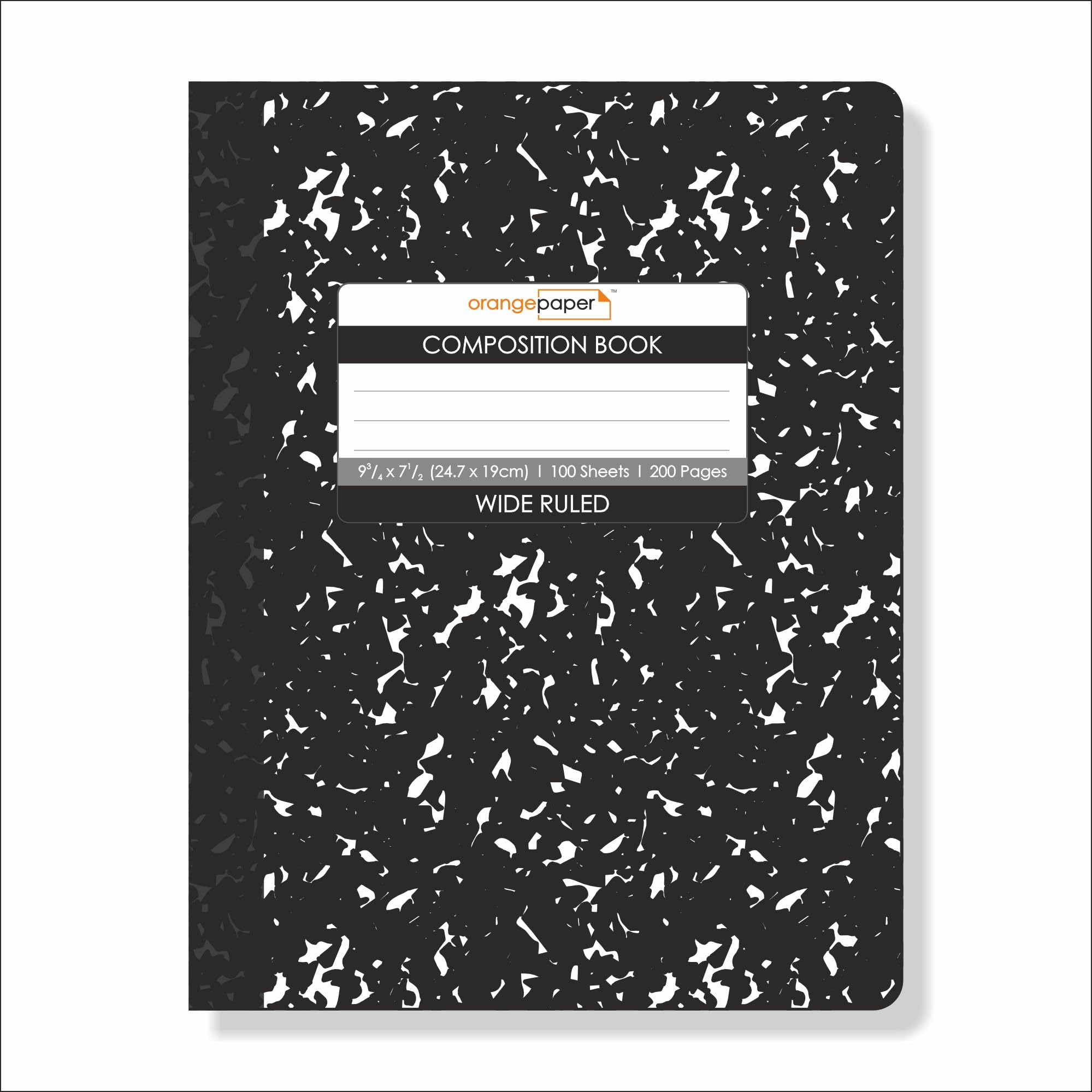 Cahier de composition - 100 feuilles - Ligné large - 24,8 x 19,1 cm - Couverture durable - Utilisation scolaire et bureau - Lot de 4