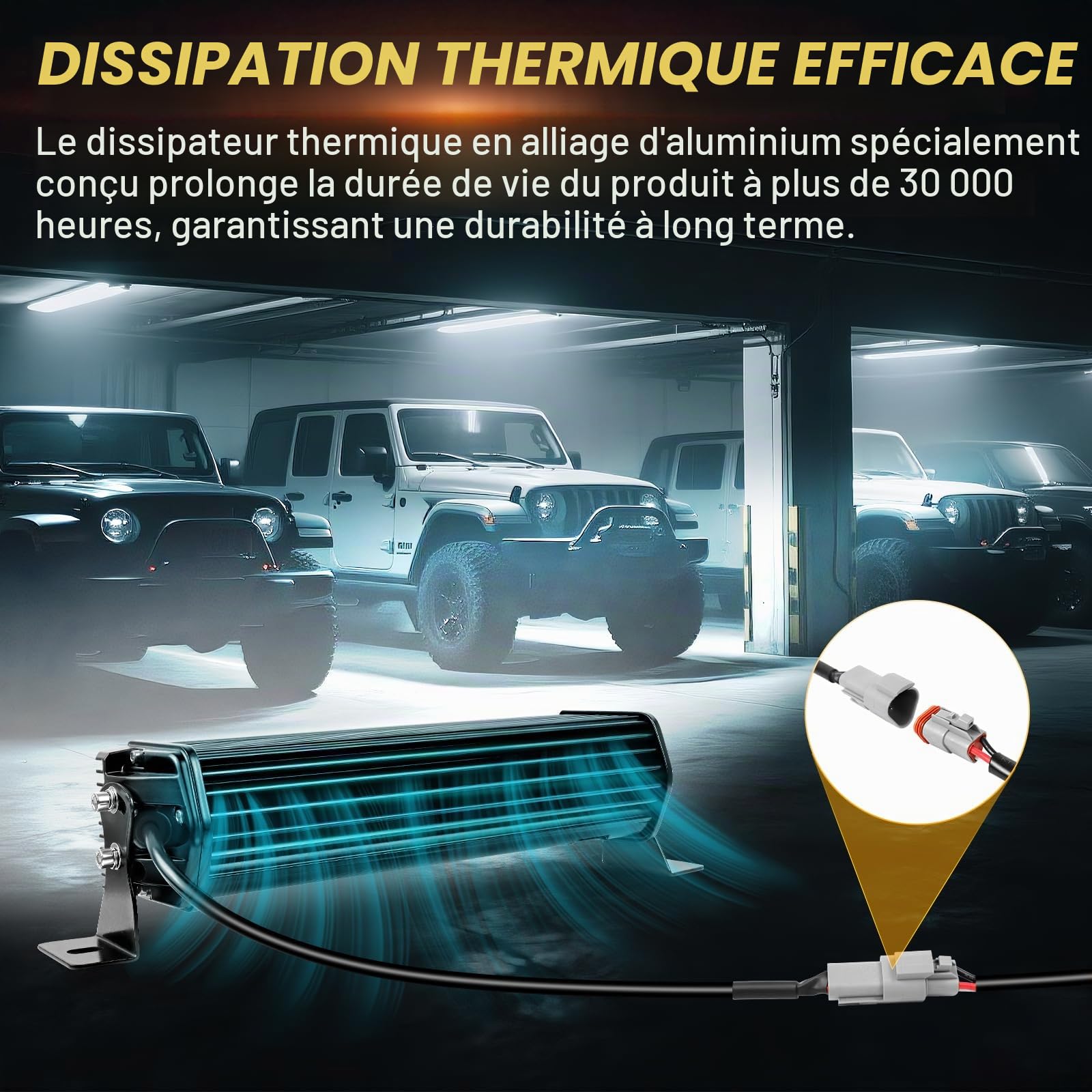 PICAA Barre LED 13 Pouces 32 cm 120W, Feux de Jour DRL Ambre, Rampe à LED | avec Kit de Câblage 12V pour Camion, Bateau, Projecteur, Feux de Brouillard, 4x4, ATV, Véhicule,étanche IP67
