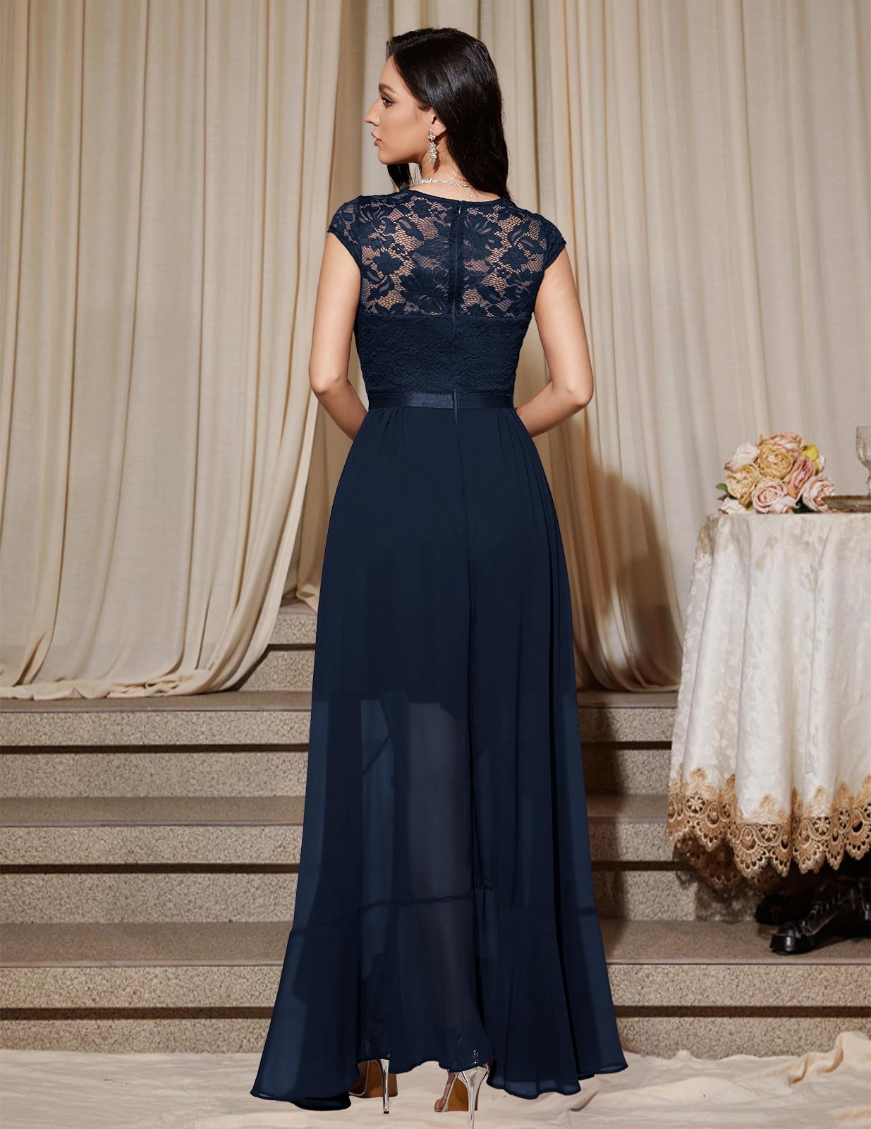 Bbonlinedress Abiti da Sera Manica Lunga Elegante delle Donne Festive Prom Dress Estate Chiffon Abito da Damigella d'Onore Partito Abito da Ballo