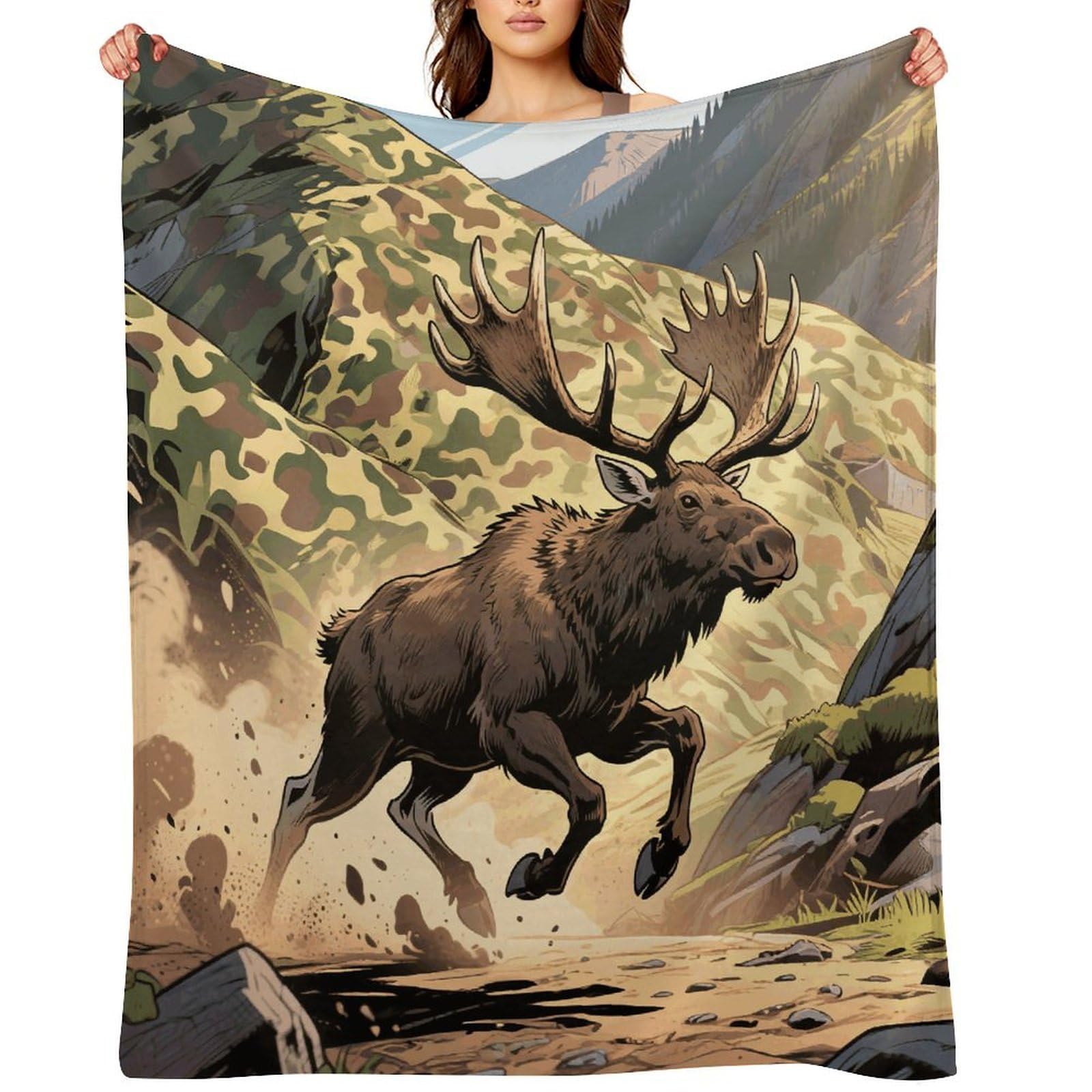 Hunting Camo Deer Throw Blanket for Couch and Bed Super Soft Warm Lightweight Throw Blankets Cozy Fuzzy Flannel Blanket Personalized Decorative Blankets for Sofa Decor 50"x60"