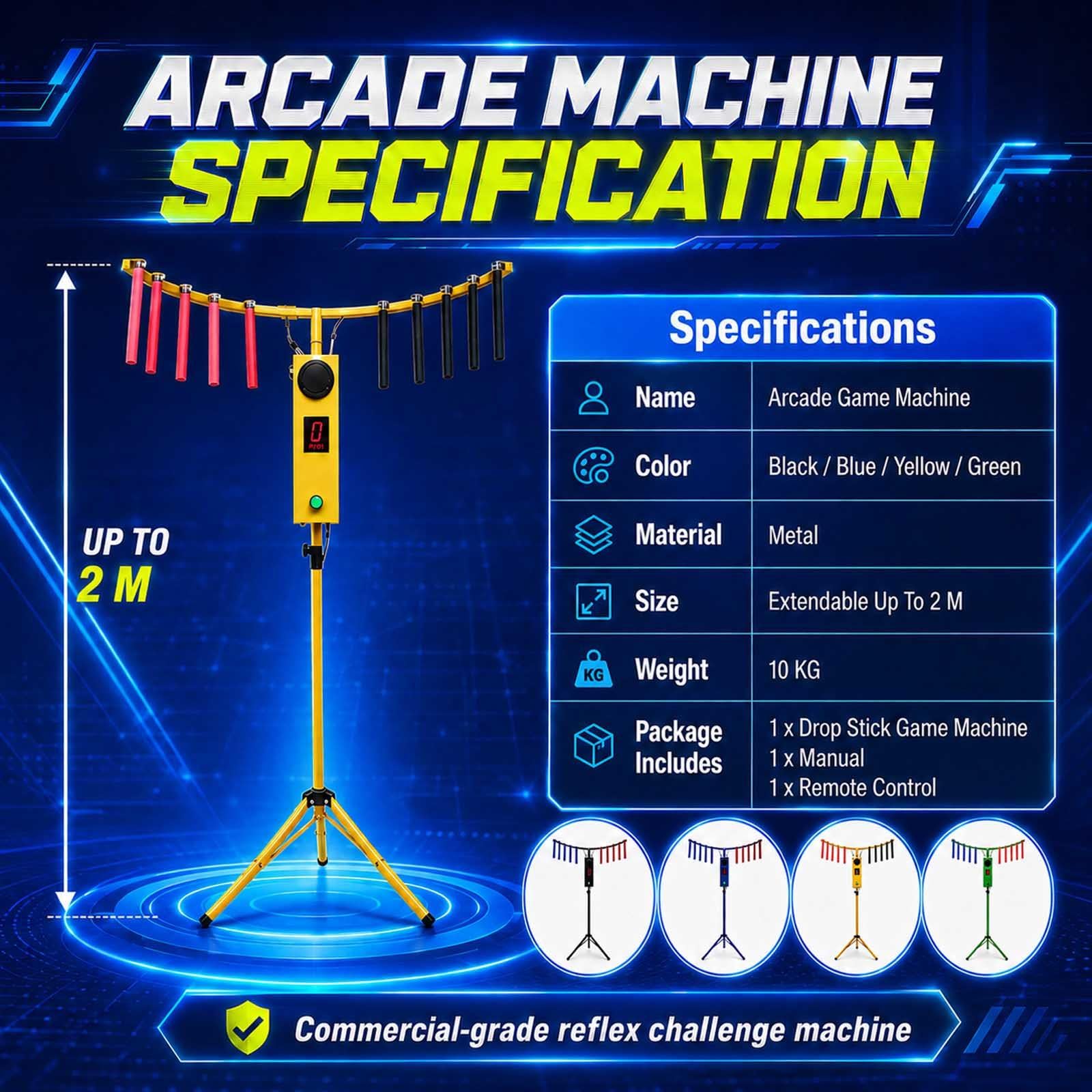 Arcade Reflex Challenge Game - Formazione di coordinazione occhio-mano con 10 bastoncini, luci LED e musica per feste, riunioni di famiglia ed eventi di squadra