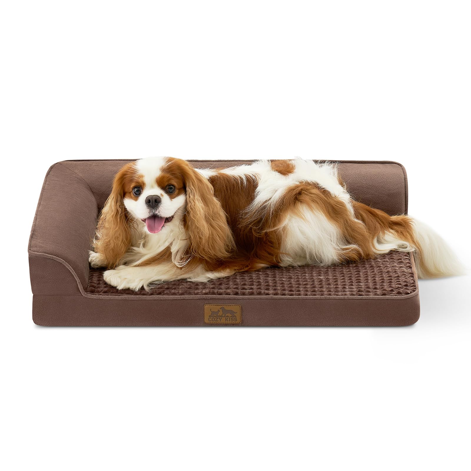 COZY KISS OrthopäDisches Hundebett Für MittelgroßE Hunde, Hundesofa Mit StüTzender Schaumstoffpolsterung, Wasserdichtem Bezug Und Rutschfester Unterseite, U-Form, Braun