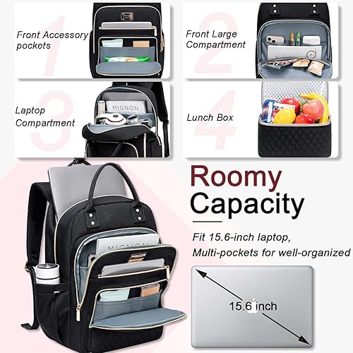 Miniatura 2 de Weitars Mochila de almuerzo para mujer, mochila para laptop de 15.6 pulgadas, mochila de viaje para mujer, mochila de trabajo, mochila para