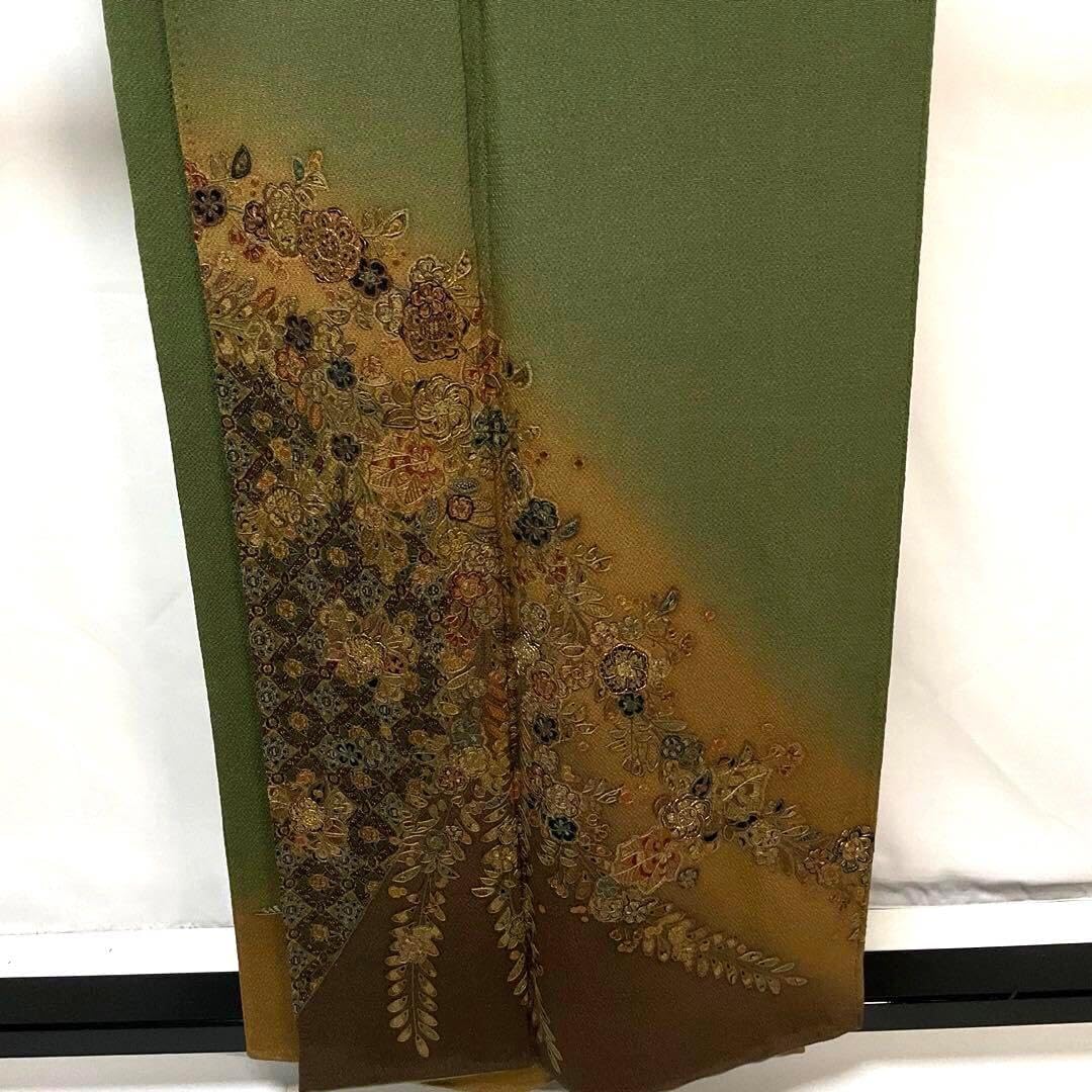 C27正絹　袷　訪問着　縮緬　辻ヶ花　蘇州・汕頭刺繍　金糸　極美品　着物 C27正絹 袷 訪問着 縮緬 辻ヶ花 蘇州・汕頭刺繍 金糸 極美品