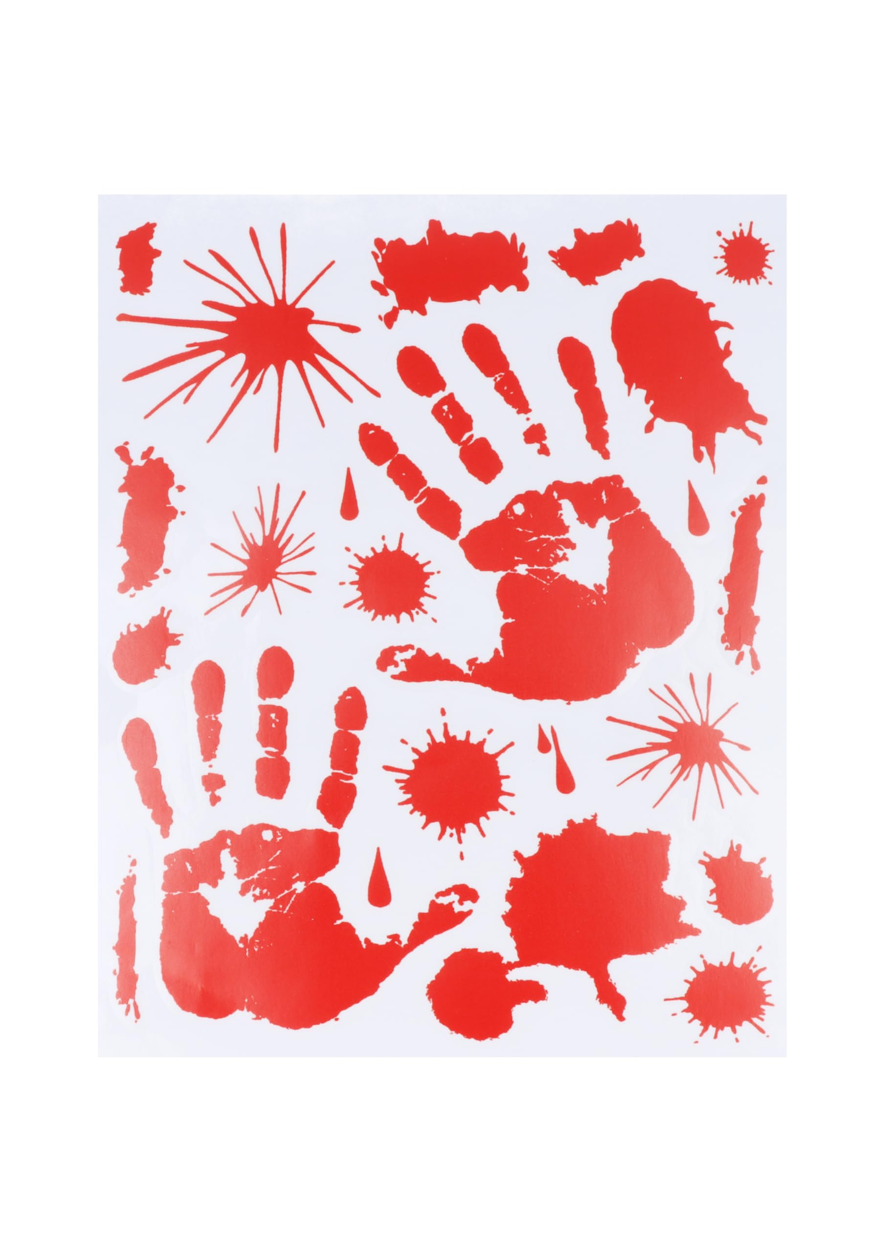 Henbrandt Red Halloween Window Stickers 8 Sheets 20Cm X 25Cm Bloody Hands Blood Splatter Decorations - Spooky Removable Clings For Party, Home, Shop, School Decor - Single Pack (Total 8 Sheets)