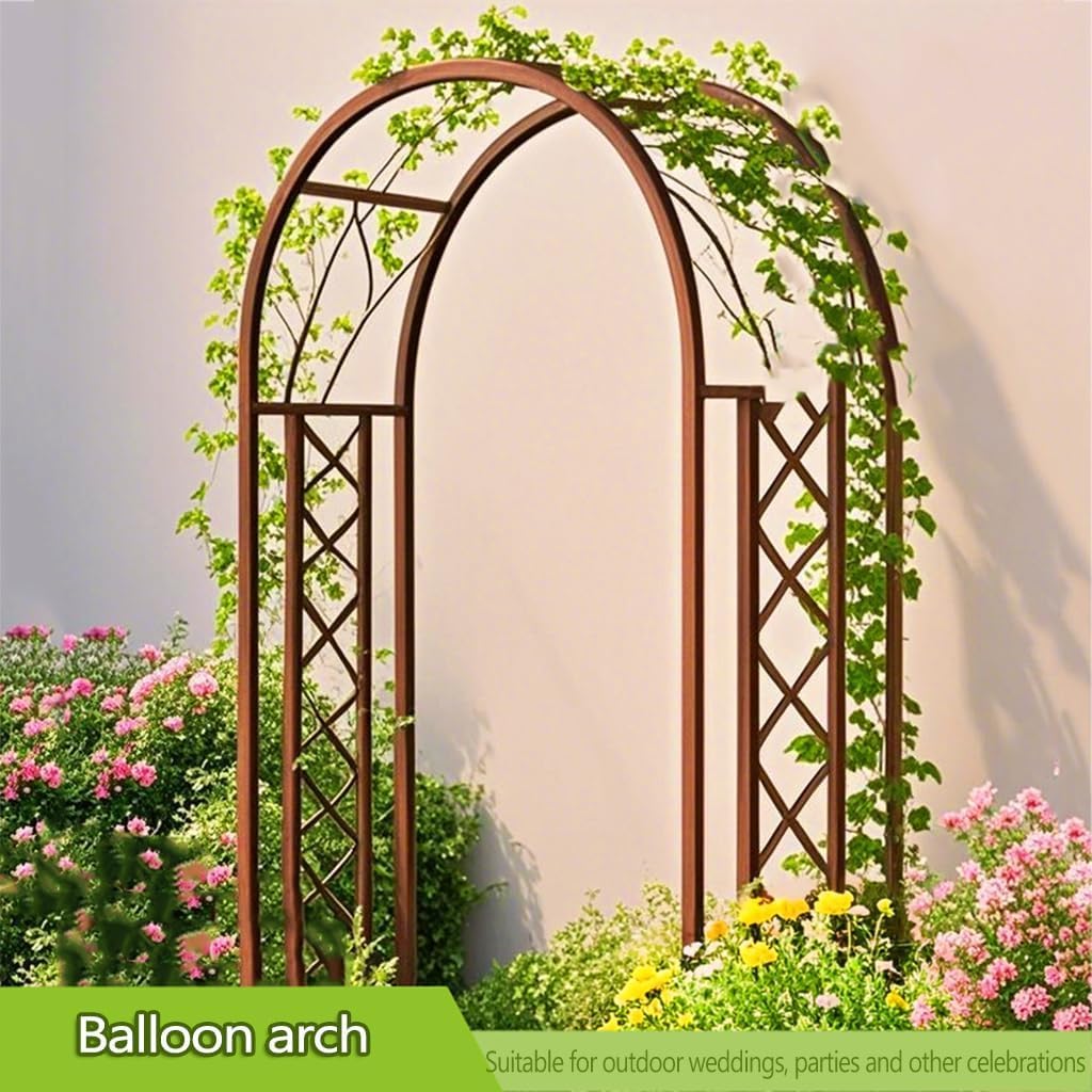Arco de Jardín Pesado, Enrejado Hierro Antióxido Base Fuerte para Rosales | Arco para Bodas para Patio, Césped y Eventos al Aire Libre