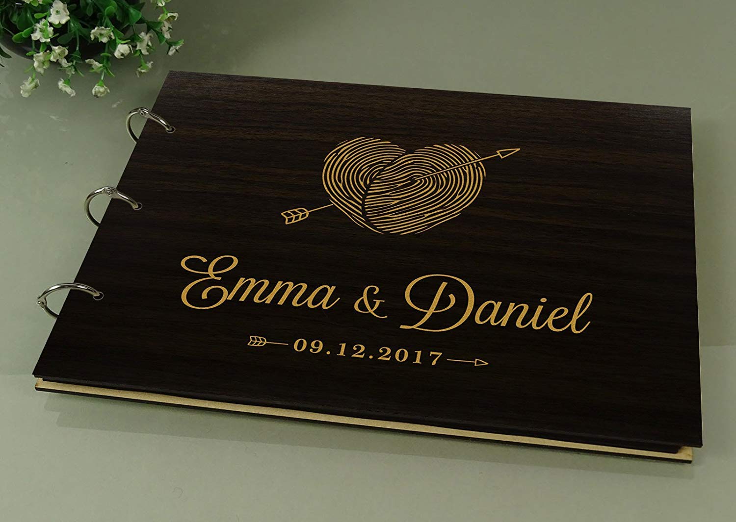 Libro Degli Ospiti Matrimonio Rustico In Legno – Design#4 Marrone – Formato Piccolo 15x23 Cm Con 80 Pagine Personalizzabili