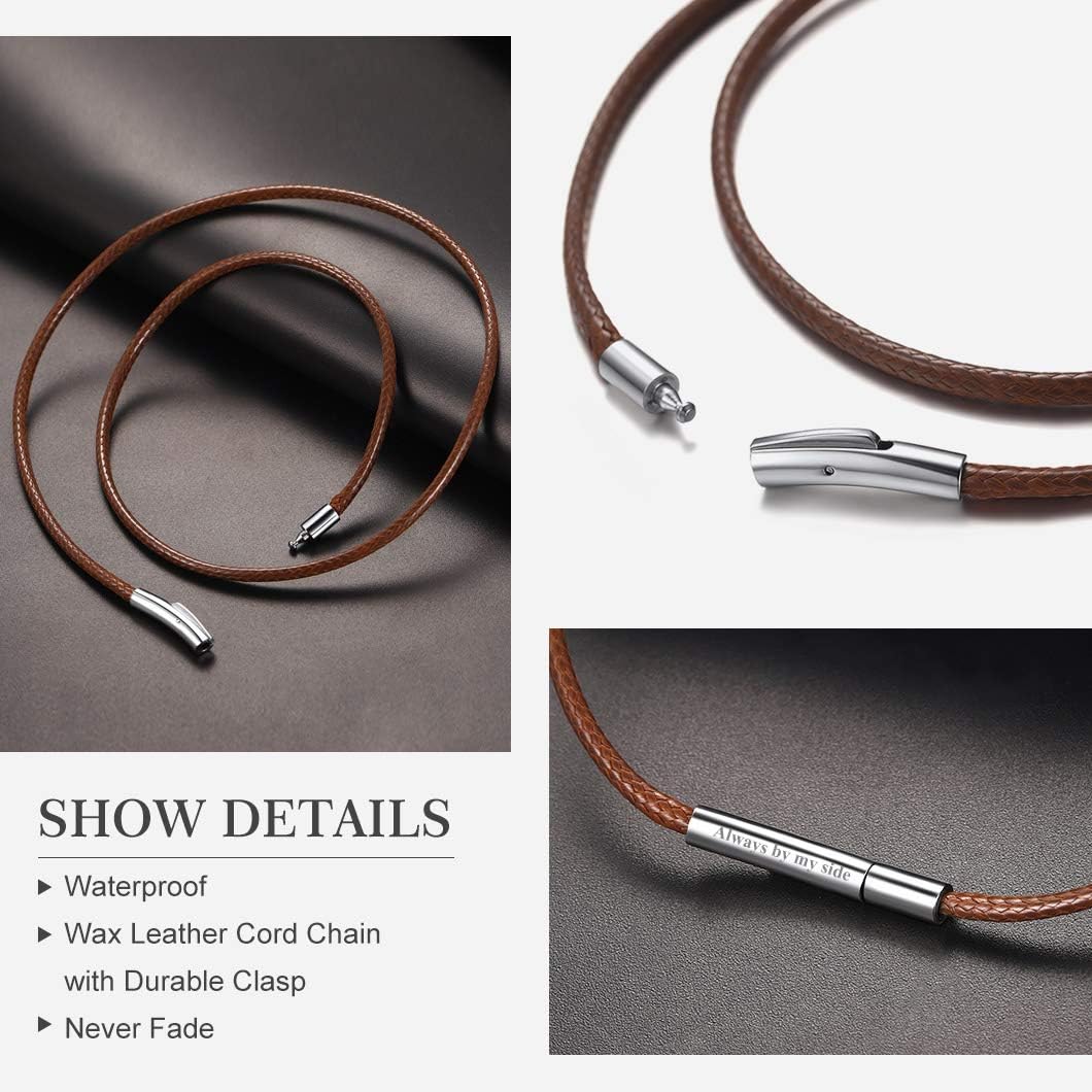 Richsteel Brown Wax Rope Chain Necklace Cord Leather With Clasp 28inch Necklaces For Men, 01. No Customize- Brown- 2mm Wide - Image 4