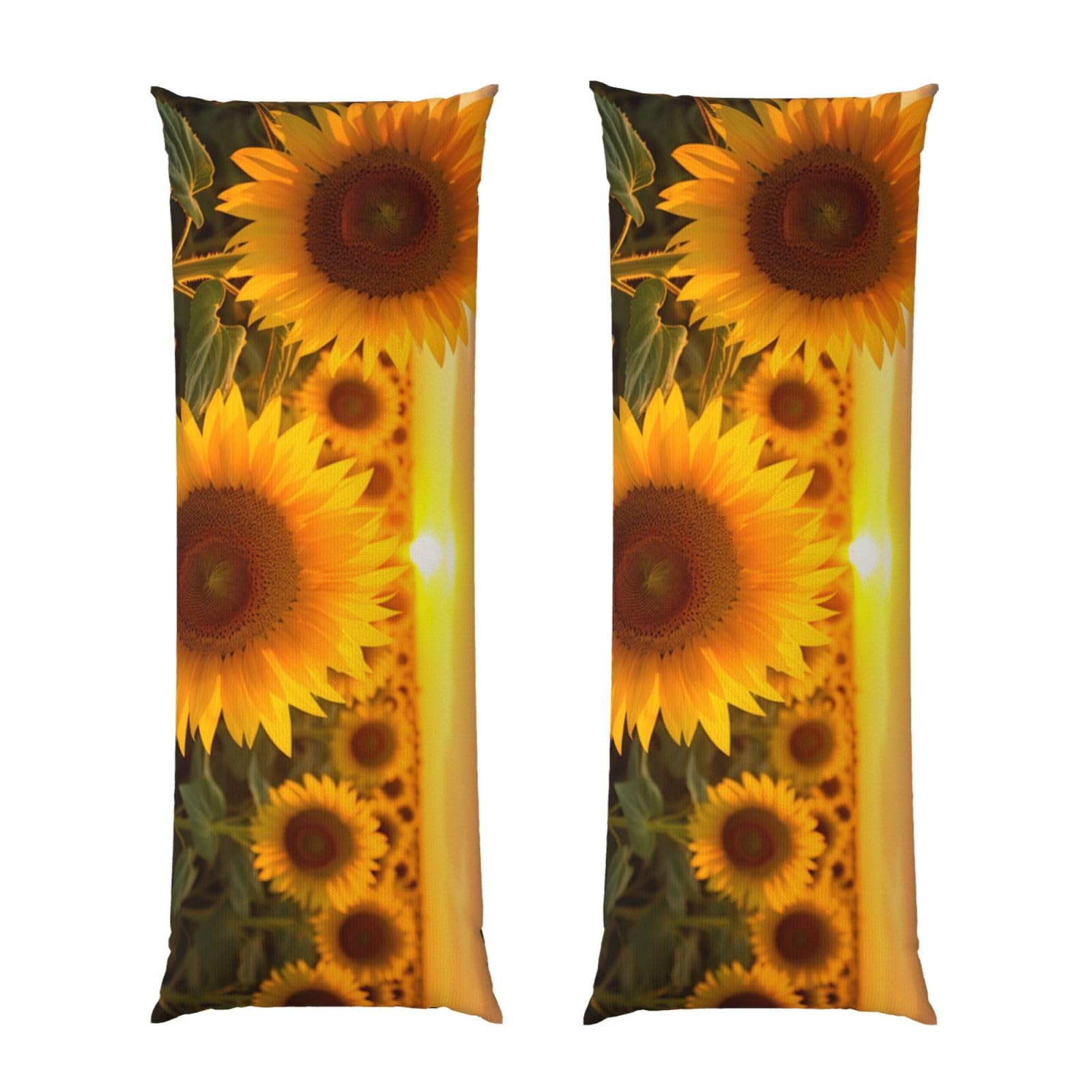 Housse de coussin tournesol 50,8x137,2 cm pour lit avec fermeture éclair