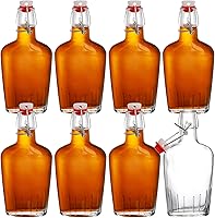TOPZEA 8.5oz Swing Top Glass Flasks Set of 8 - Airtight Clear Hip Whiskey Bottles for Liquor, Kombucha, Fermentation & Picnics