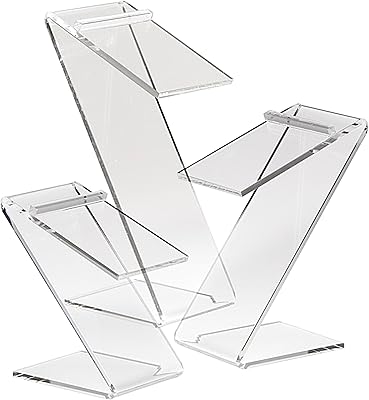 AMKO CTP1205 Acrylic Beveled Edge Slant Shoe Risers - Set of 3 Shoe Racks, Clear Z Bend, Sturdy Display Fixtures, Retail Shoe Display Rest. Store fixtures