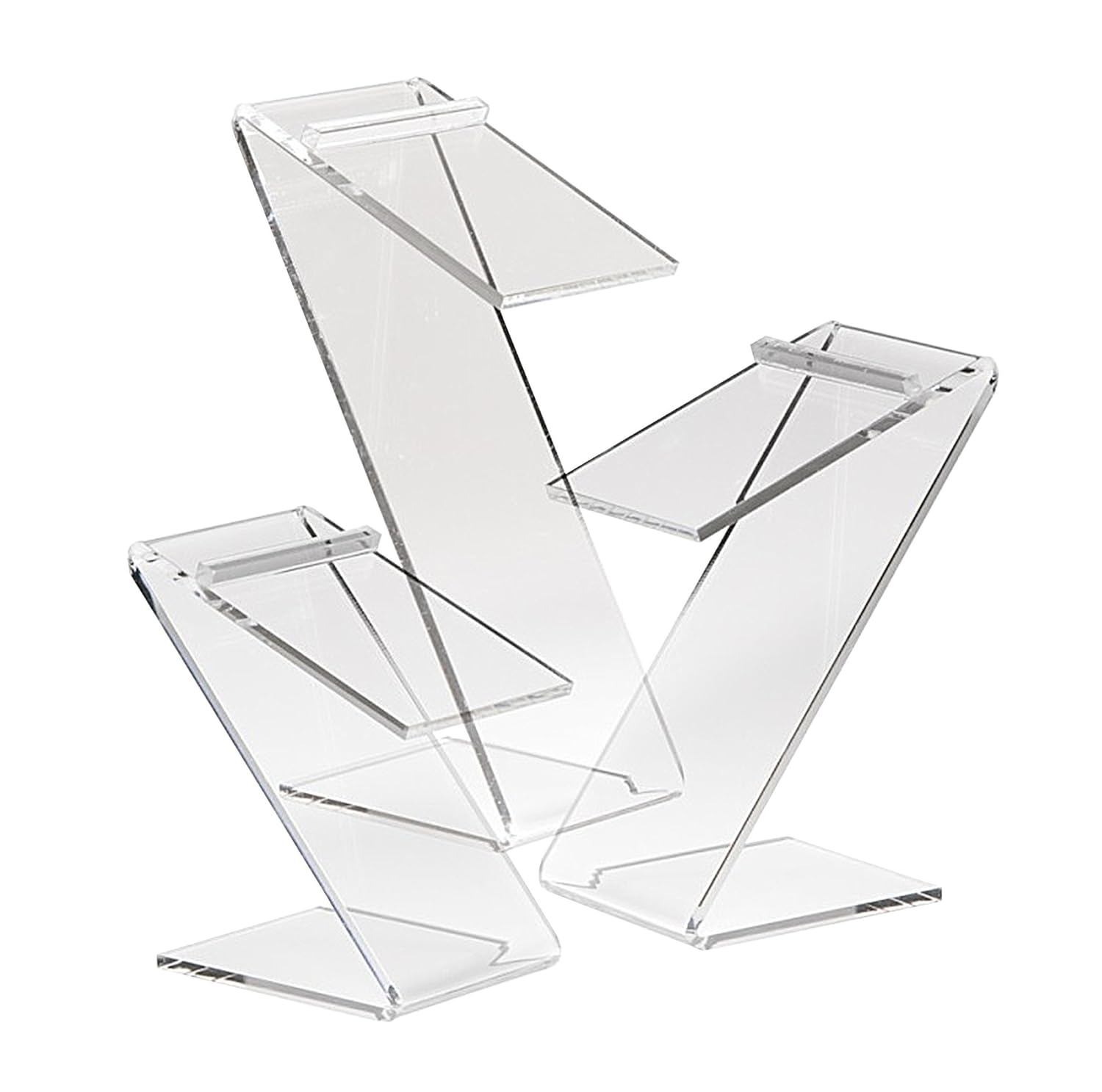 AMKO CTP1205 Acrylic Beveled Edge Slant Shoe Risers - Set of 3 Shoe Racks, Clear Z Bend, Sturdy Display Fixtures, Retail Shoe Display Rest. Store fixtures