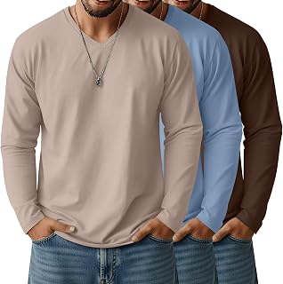 Ficerd 3 Pack Men's Big and Tall Long Sleeve Cotton Shirts