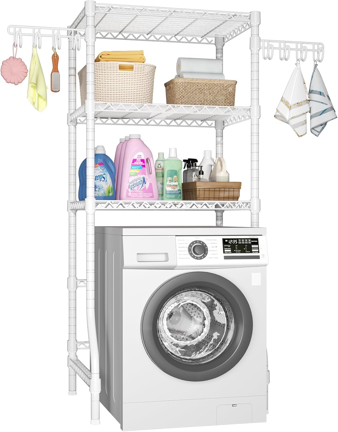 Ulif U8 Medium Laundry Room Storage Organizer, Over the Washer and Dryer Storage Shelves for Laundry Organization, 32.3”W x 17.3”D x 76.2”H, Suit Washing Machine Width within 29.9”, Hold 304 lb, White U8 Medium White