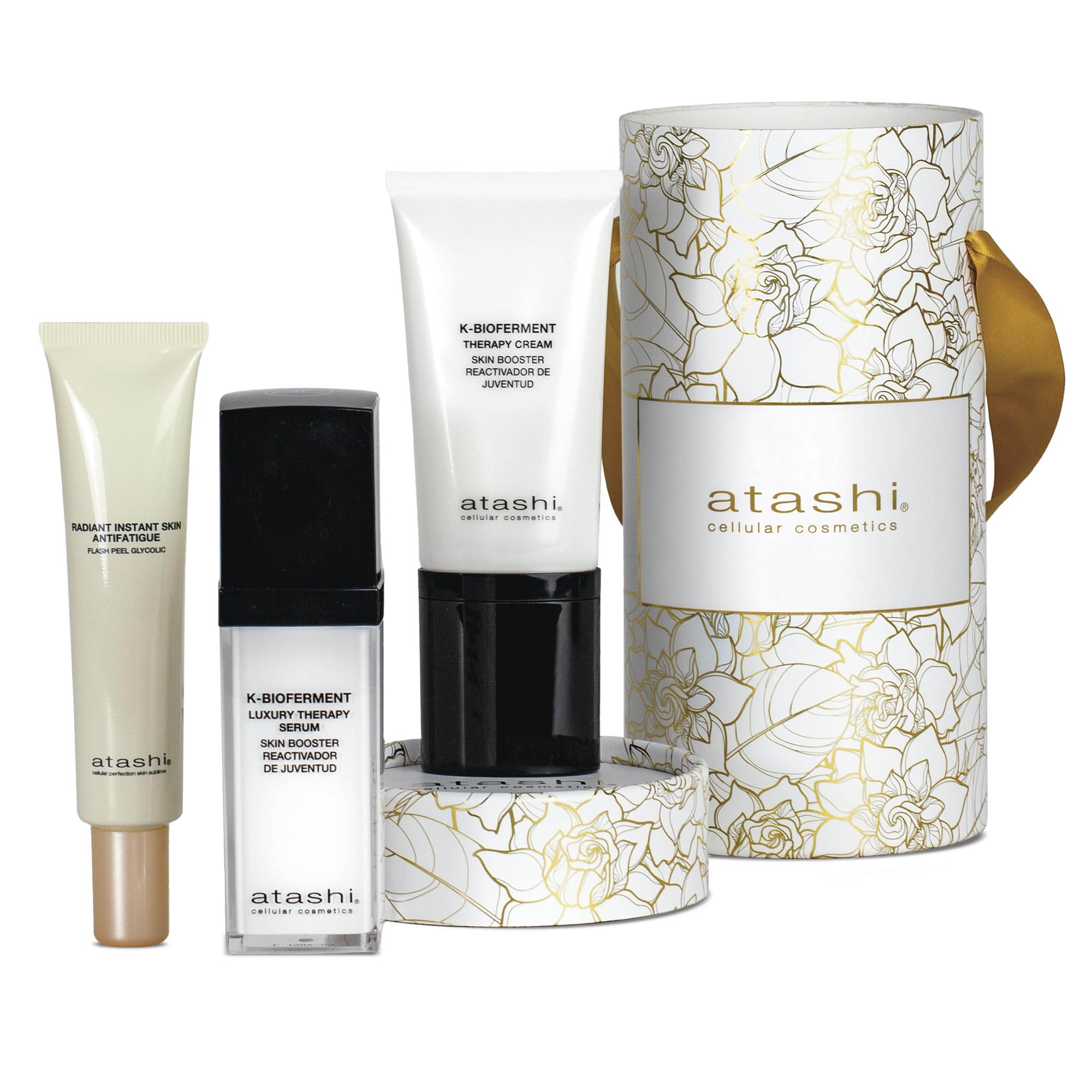 Atashi | Therapy Cream Skin Booster + Therapy Luxury Serum Skin Booster | Tagescreme mit Biofermenten | Anti-Ageing Revitalisierendes Regenerierendes Gesichtsserum | 50 ml + 30 ml | verfeinert Regeneriert und erneuert Mattiert, mindert Glanz und Poren Für