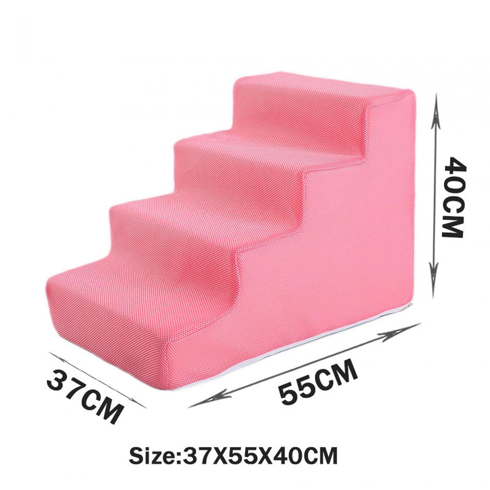 rockible Scaletta per Animali Domestici Scale per Animali Domestici Gradini per Cani Antiscivolo Rampa per Gatti per Divano Divano Letto Arrampicata in Auto, Rosa 4 passaggi