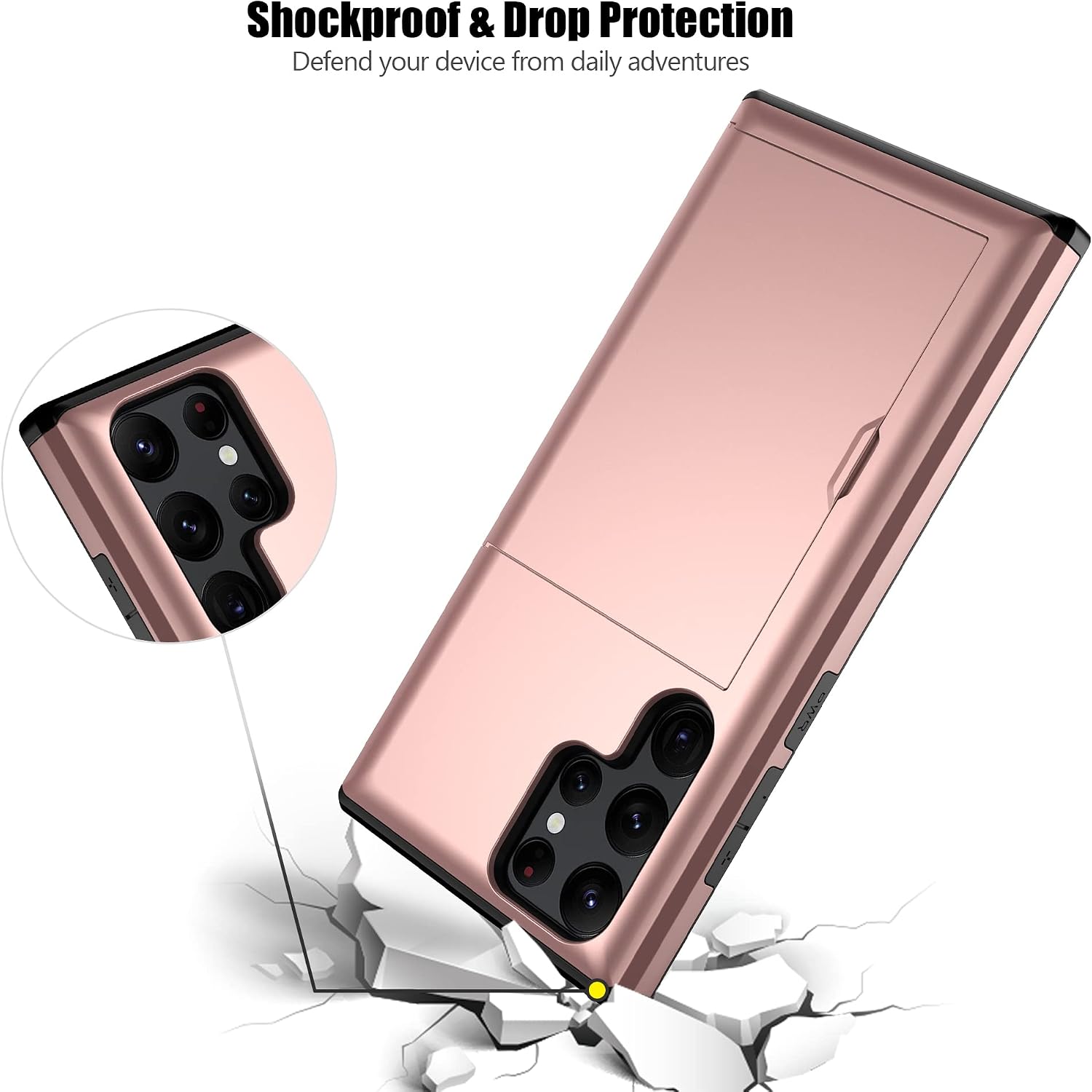 Nvollnoe for Samsung Galaxy S23 Ultra Case with Card Holder Rose Gold image 5