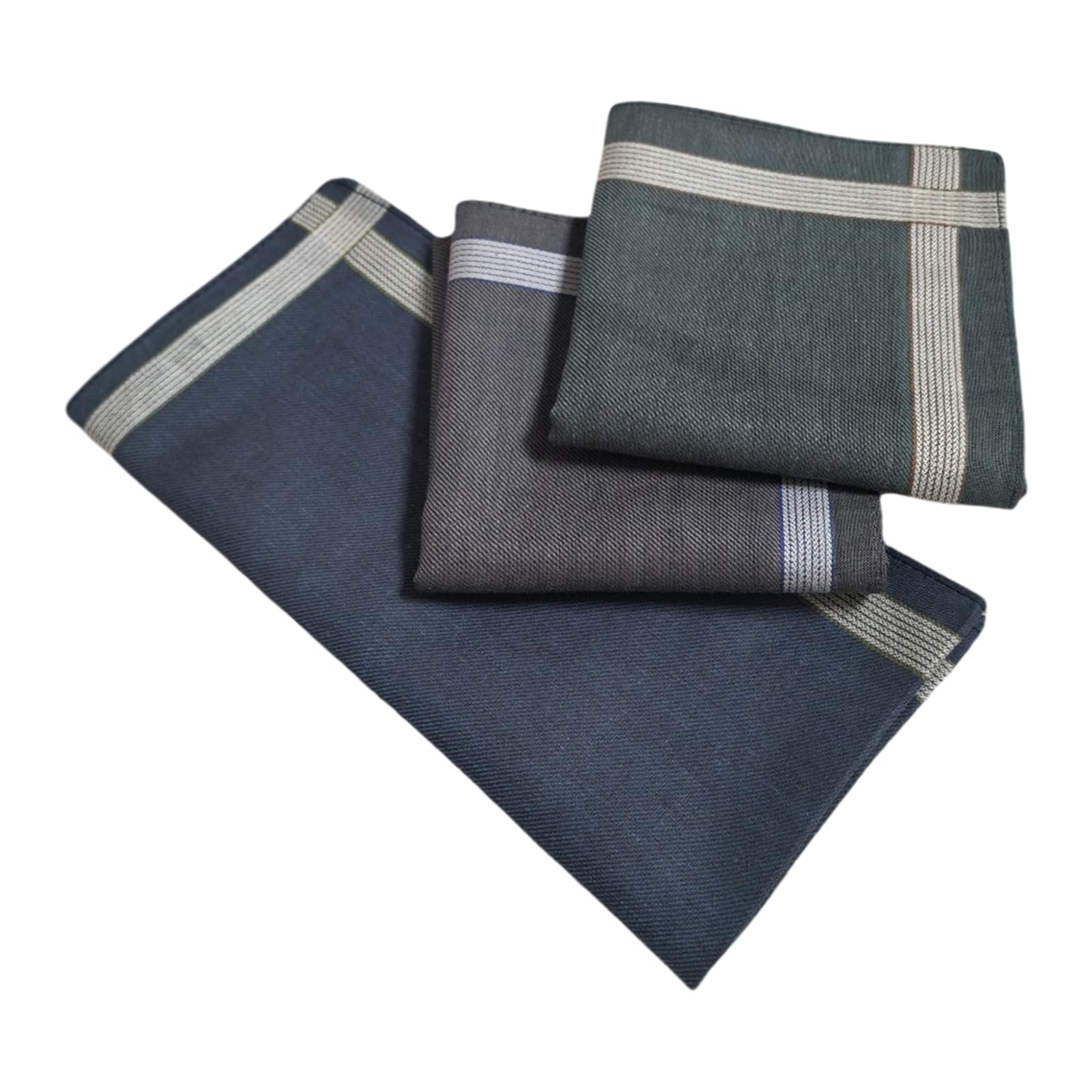 YROHGKPN 3Pieces Men ' s Traditional Handkerchiefs From Cotton Fabric with Stitching Long Time Use 43x43cm Wedding Handkerchiefs
