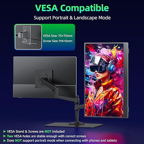 Miniatura 5 de Monitor portátil de 15.6 pulgadas 1080P FHD 86% sRGB 60Hz, monitor de viaje para laptop, MacBook Surface PC, Xbox PS5, HDMI Dual USB-C VESA