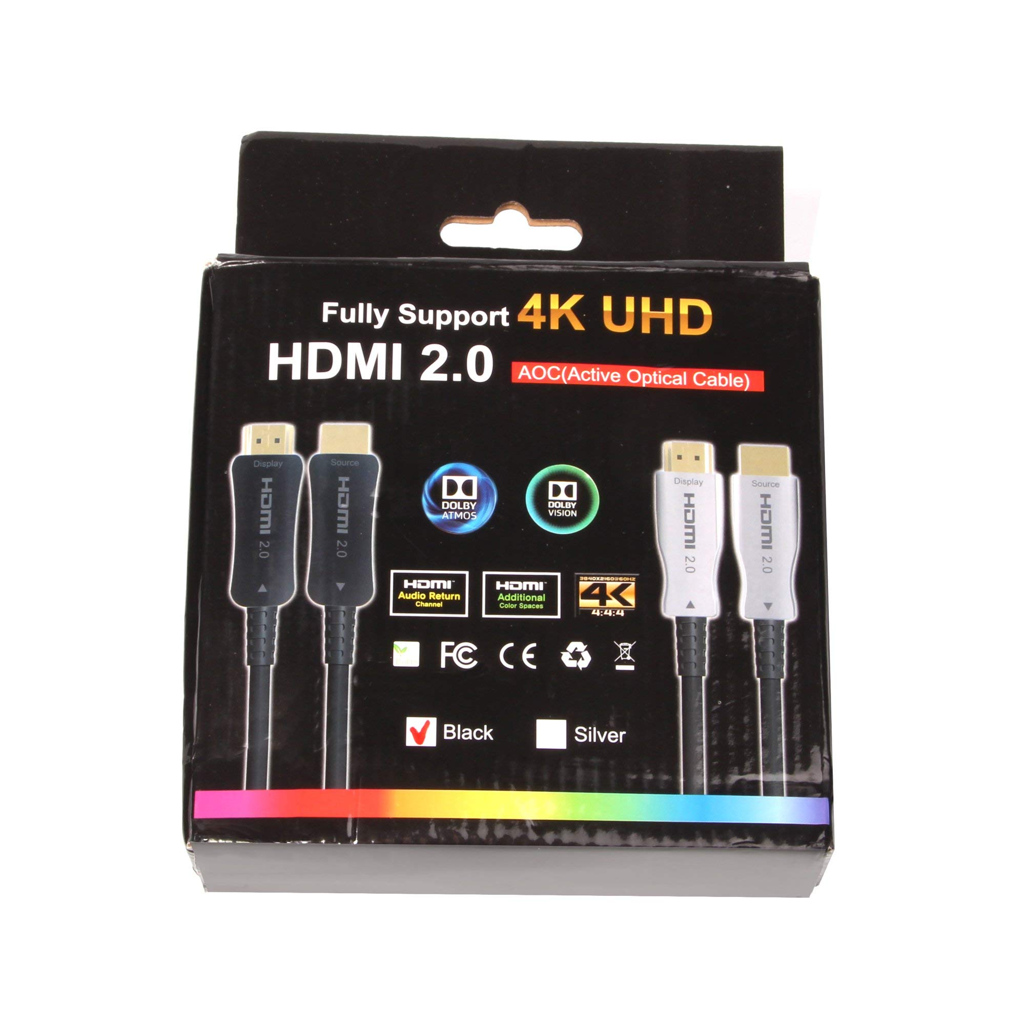 Emelec Video Com EQ 115030 - Cavo HDMI Fiber 2.0-30.0 m 4K UHD Alta Velocità + Ethernet in fibra ottica nera