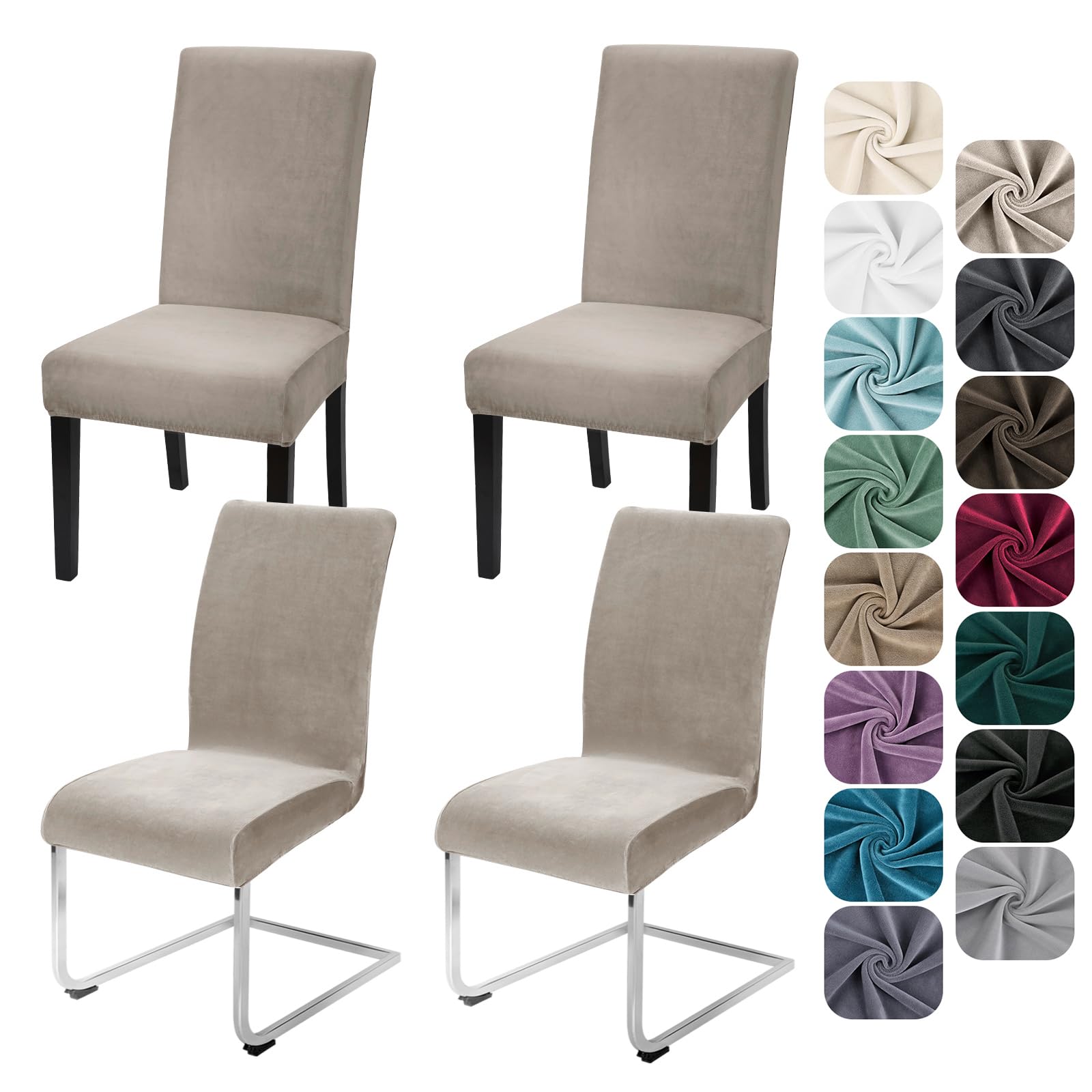 Alishomtll Juego de 4 fundas para sillas de comedor, de terciopelo elástico, extraíble, reutilizable, lavable, protector de silla para banquetes de hotel, ceremonia (champán, 4 piezas)