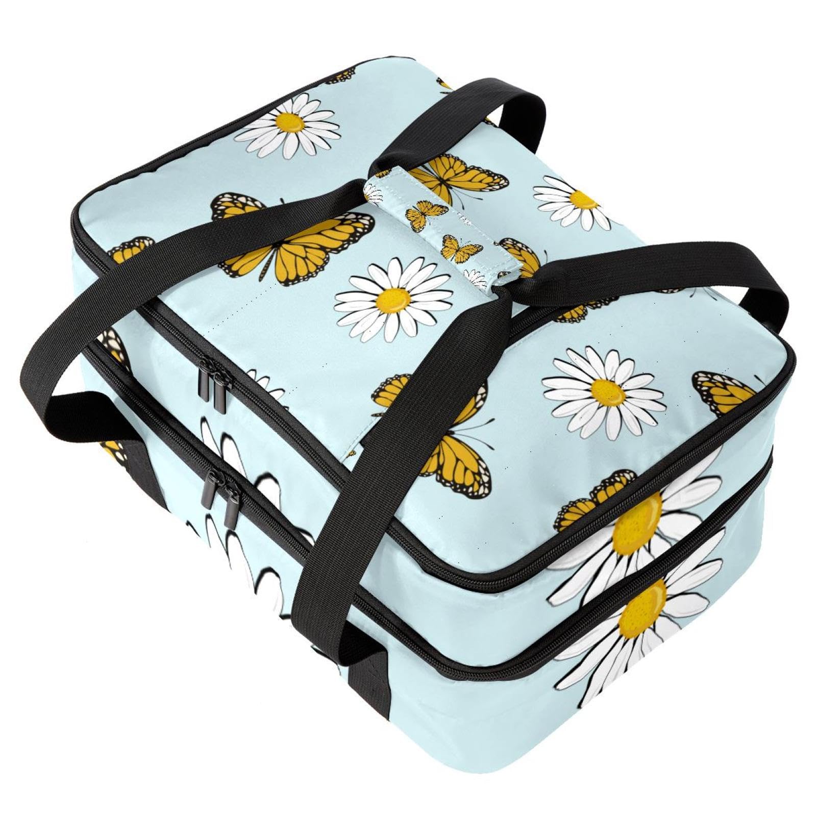 Grand sac à déjeuner isotherme pour homme et femme, double couche, étanche, étanche, réutilisable, sac fourre-tout pour le travail, l'école, le pique-nique, la plage, le camping, les voyages, papillon